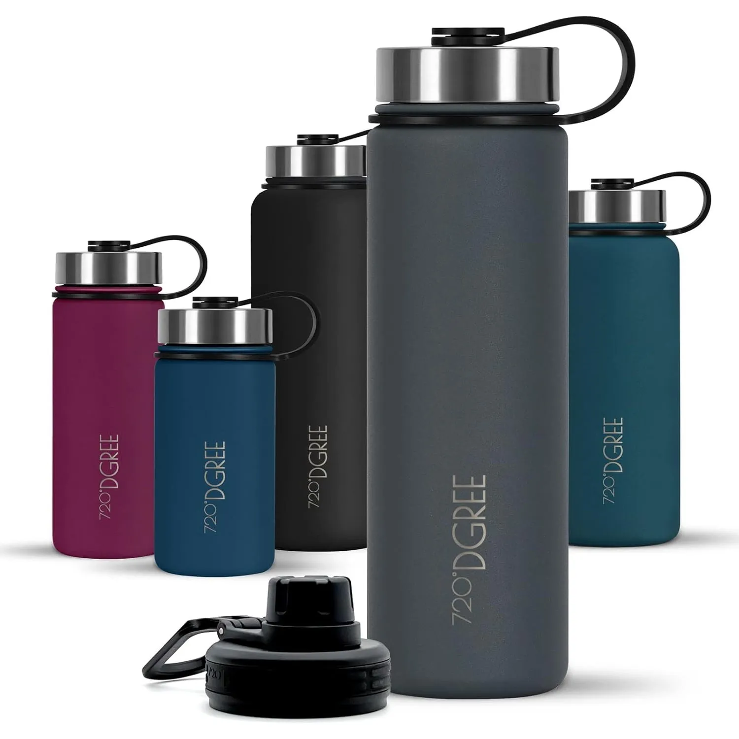 Auslaufsicher bei Kohlensäure, BPA-Frei, Robust - Große Thermosflasche mit Sportdeckel für Sport, Fitness, Gym, Büro, O…