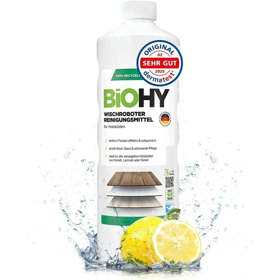 BiOHY Wischroboter Reinigungsmittel für Holzböden (1l Flasche) | Bodenreiniger Konzentrat | Laminat & Parkettpflege | B…