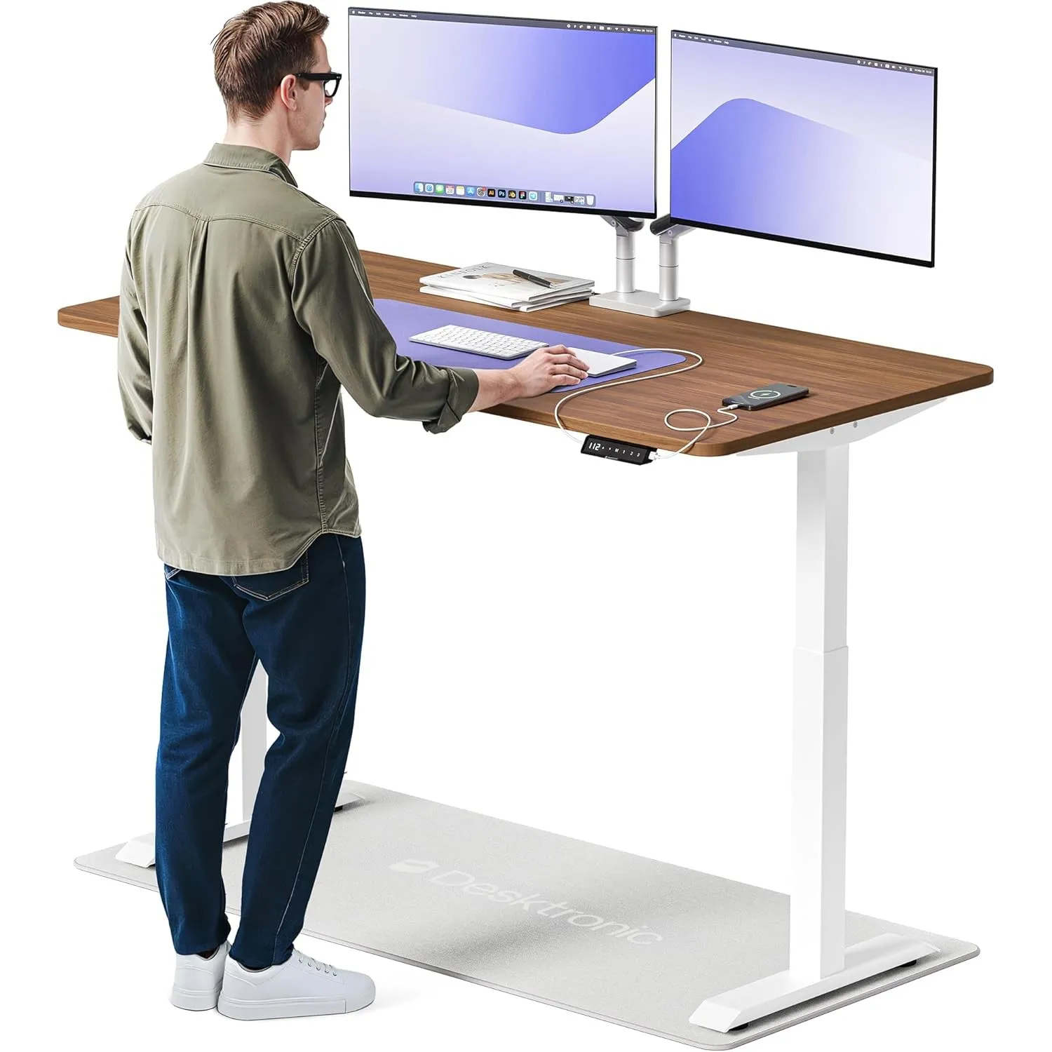 Desktronic Homeone Höhenverstellbarer Schreibtisch 160 × 80 cm – Elektrischer Schreibtisch Mit Zwei Elektrischen Motore…