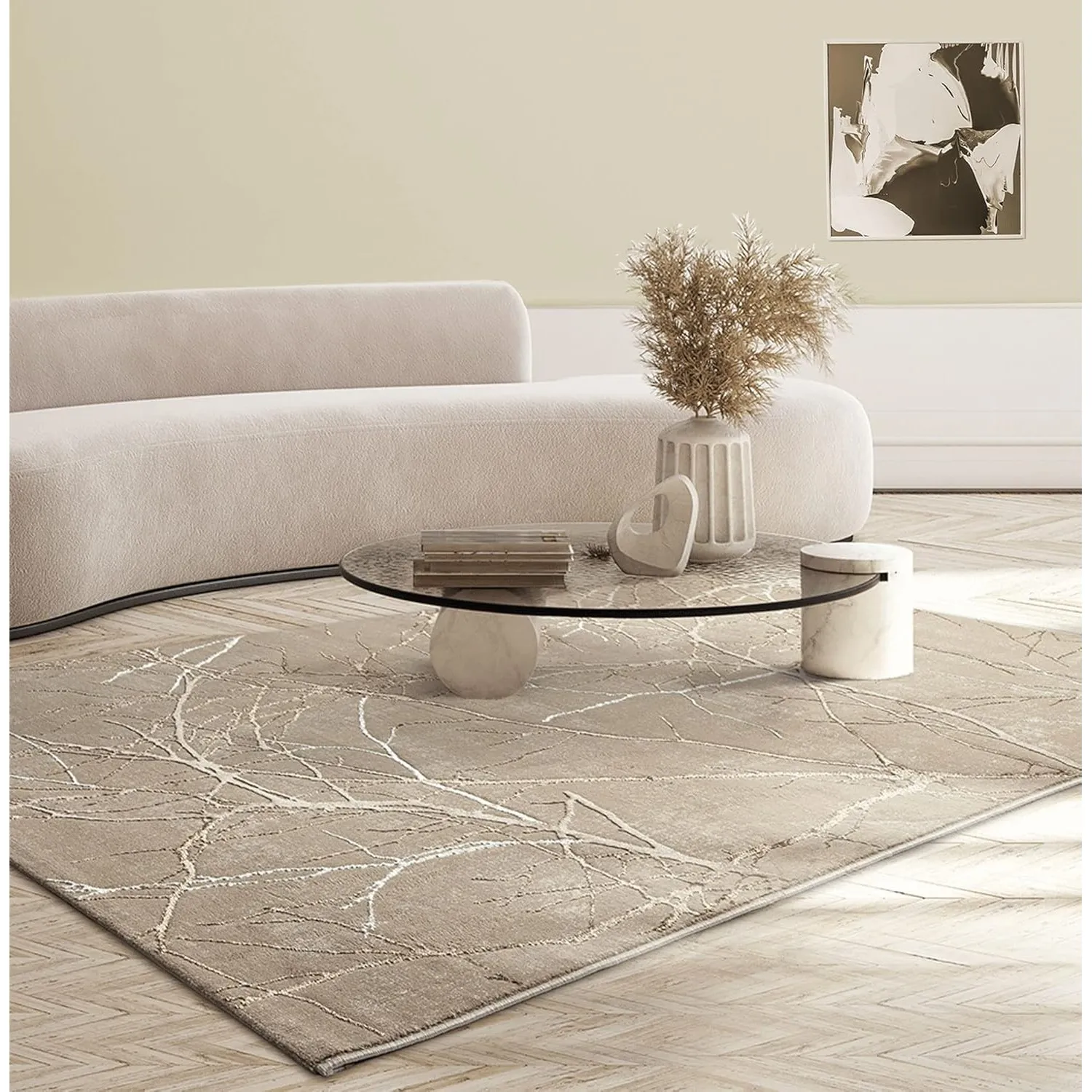 the carpet Mila - moderner Kurzflor Teppich, Wohnzimmer, Schlafzimmer, Eleganter Glanz, Glanzfaser, Hoch-Tief Effekt, B…