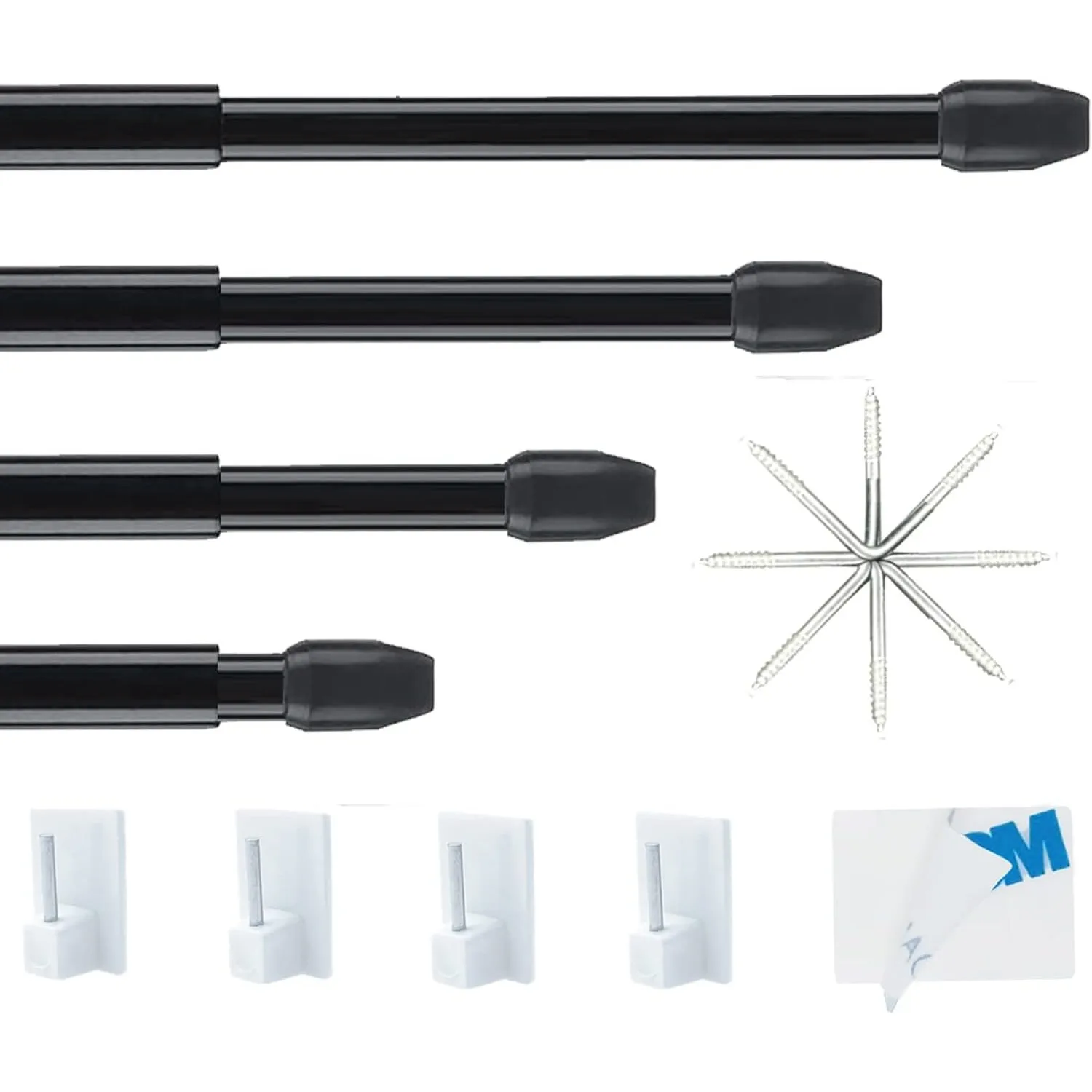 4 Stücks Vitragestangen, Gardinenstange Ausziehbar ohne Bohren, Gardinenstangen, für Store, Schrank, Fenster, Küche, DI…