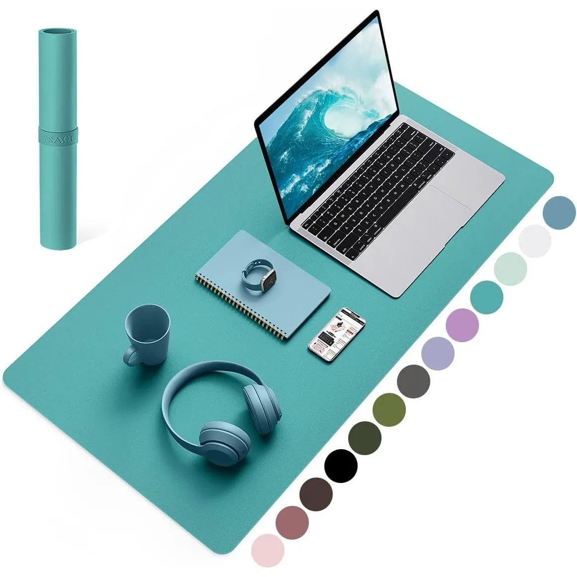 YSAGi Schreibtischunterlage, Mauspad mit Leder und Rutchfeste Wildleder, Multifunktionales Office Mousepad Laptop Schre…