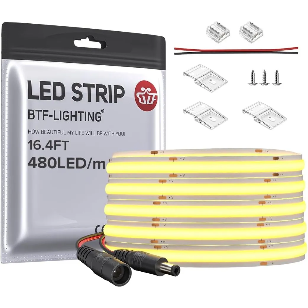 BTF-LIGHTING FCOB Flexibel LED Streifen 5M 480LEDs Kaltweiß 12V IP30