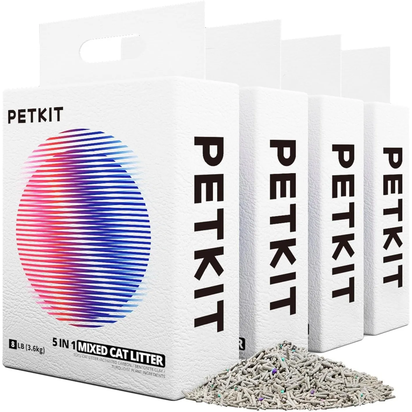 PETKIT 5 in 1 Gemischtes Katzenstreu, Spülbar, Geruchsfrei, Aktivkohle, Extrem Saugfähig und Schnell Trocknend Tofu-Kat…
