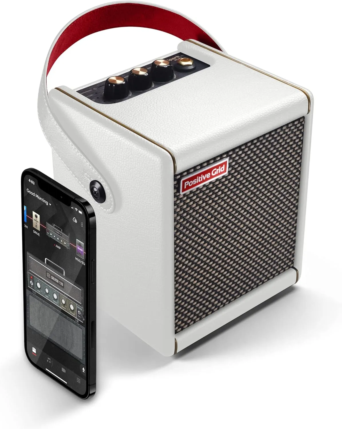 Positive Grid Spark MINI Gitarrenverstärker, für E-Gitarre Bass und Akustikgitarre tragbarer 10-W-Mini-Verstärker Perlw…