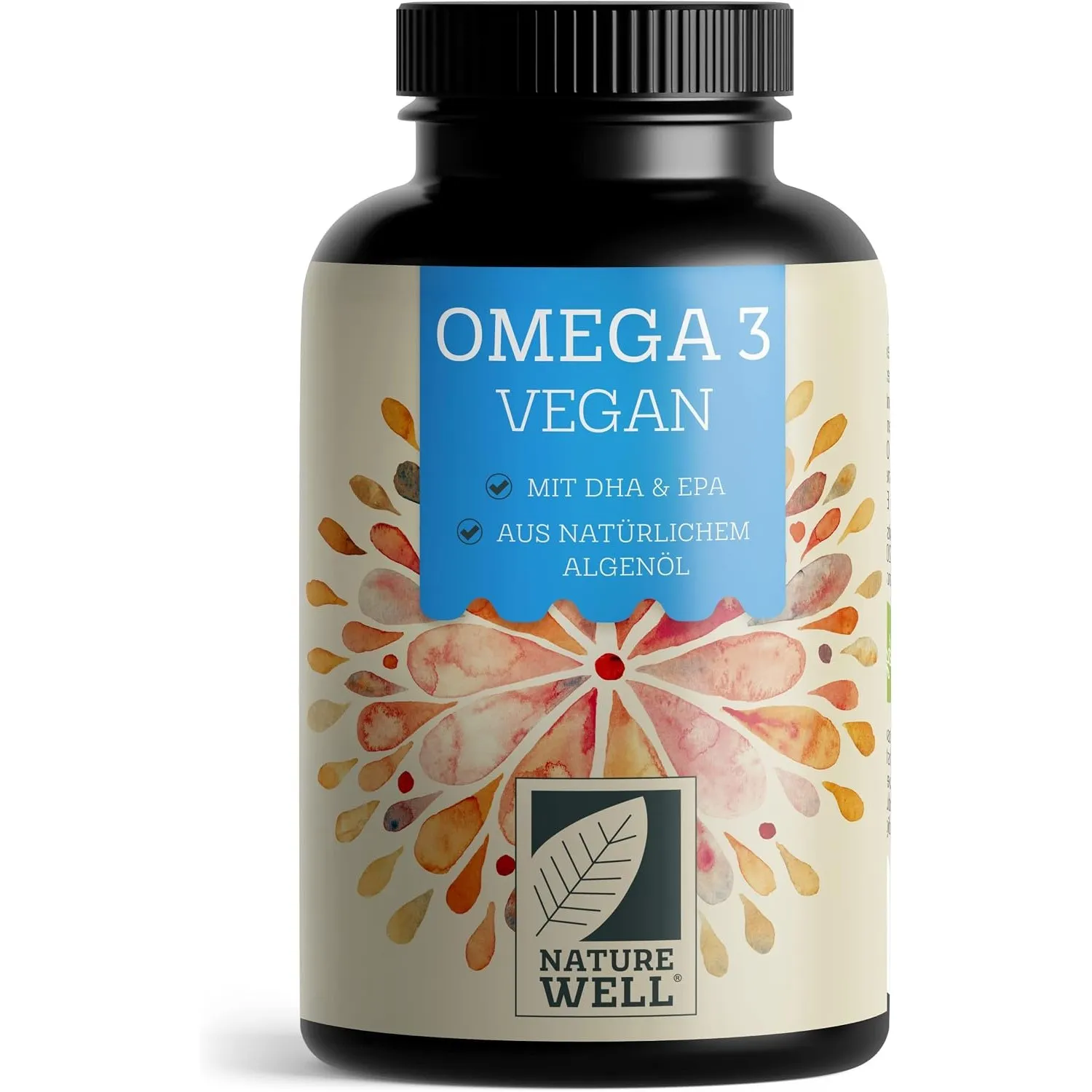Omega-3 Vegan 90 Kapseln hochdosiert, 2000mg Omega-3 Algenöl pro Tag mit 600mg DHA & 300mg EPA, veganes Omega aus nachh…