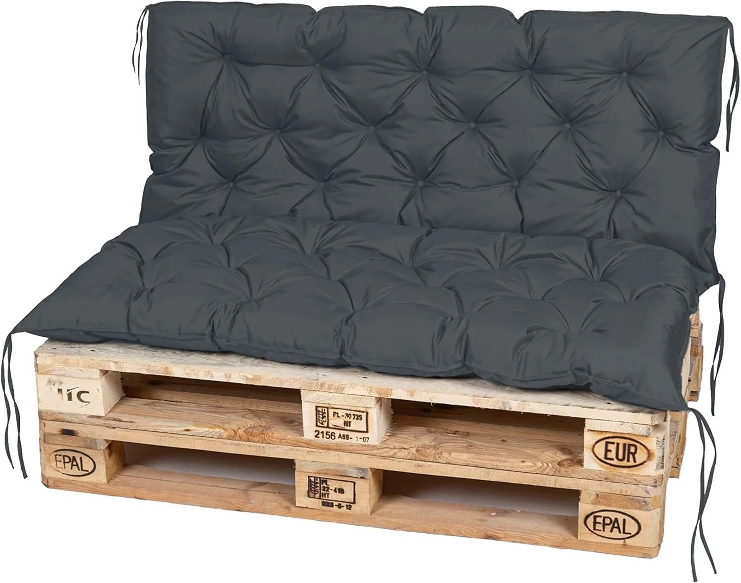 TexDeko® Garden Palettenauflage 120x60cm mit Rückenlehne wasserabweisend UV - beständig Premium Sitzkissen gesteppt für…