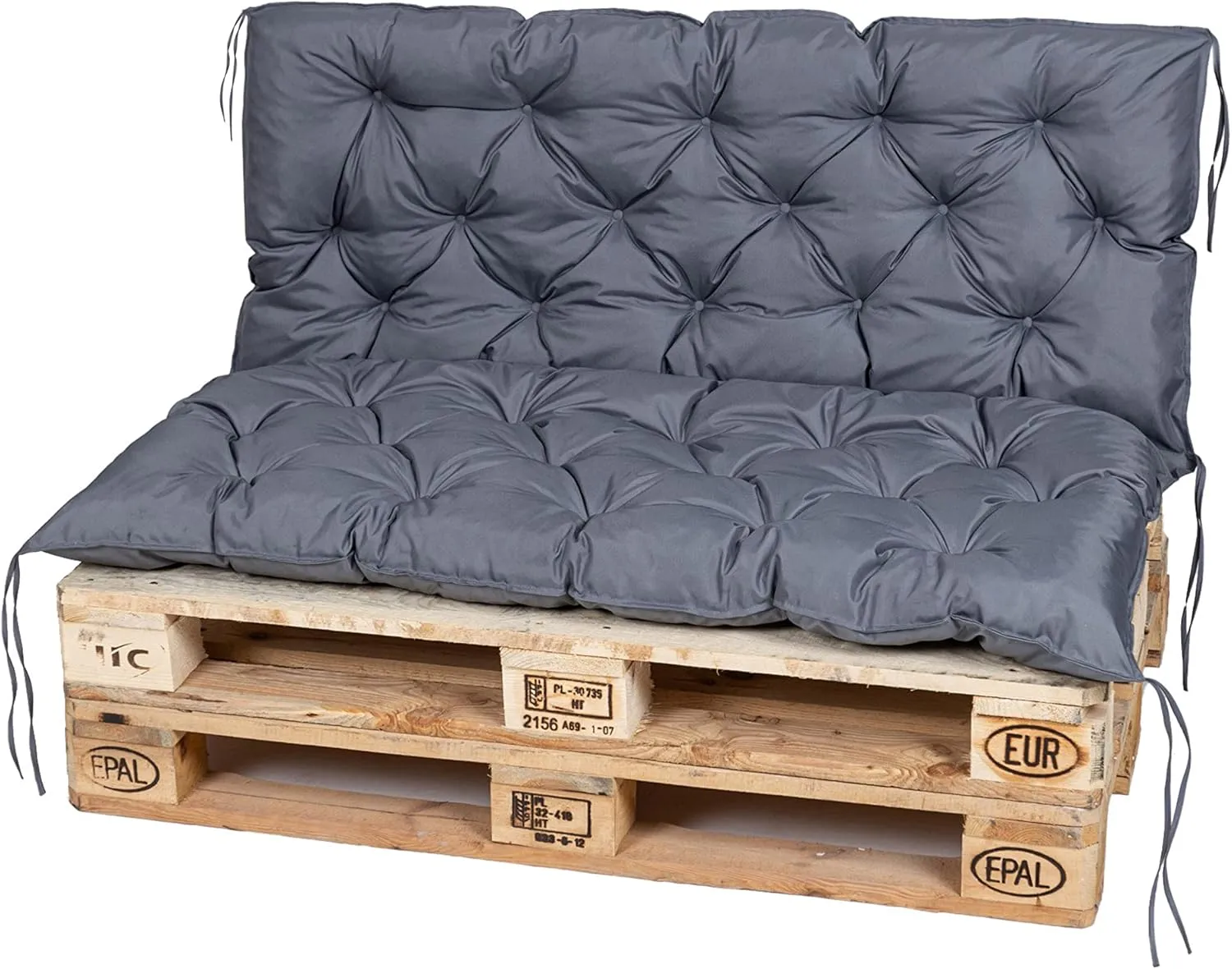 TexDeko® Garden Palettenauflage 120x60cm mit Rückenlehne wasserabweisend UV - beständig Premium Sitzkissen gesteppt für…