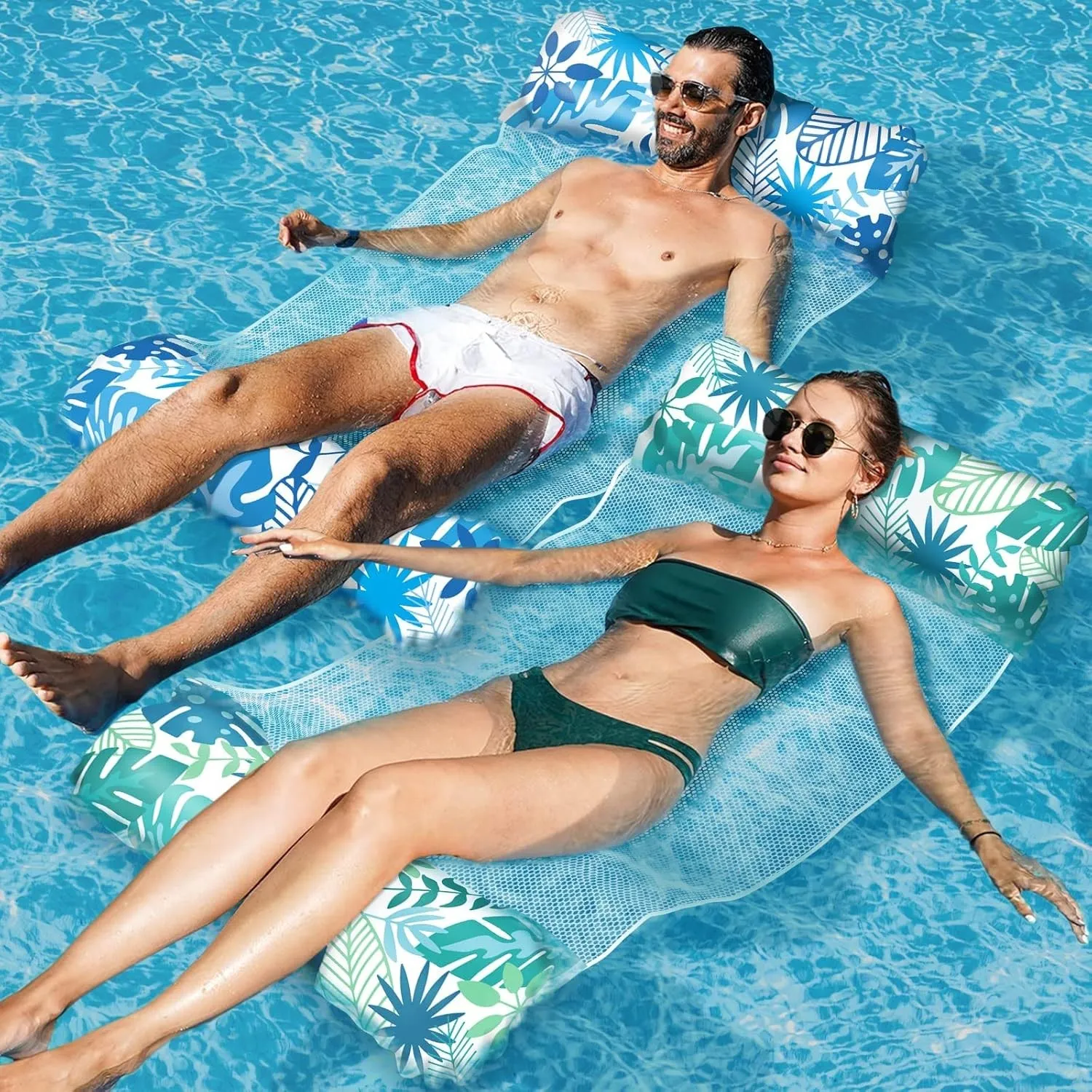 Elidepe Luftmatratze Pool, XL Pool Spielzeug Luftmatratze Wasser, 2 Stück PoolZubehör Spaß Erwachsene, 4 in 1 Wasserspi…