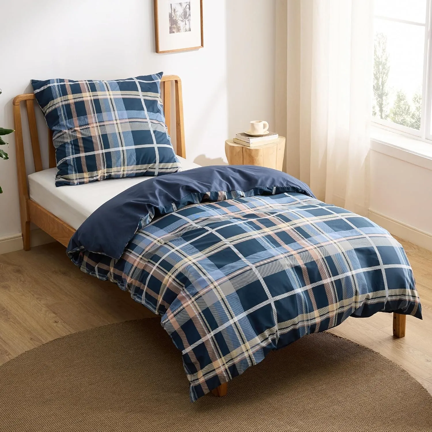 BEDSURE Bettwäsche 135x200 Baumwolle 2teilig - Blau Streifen | Baumwolle Bettwäsche mit Reißverschluss, ÖKO-TEX Wendbar…