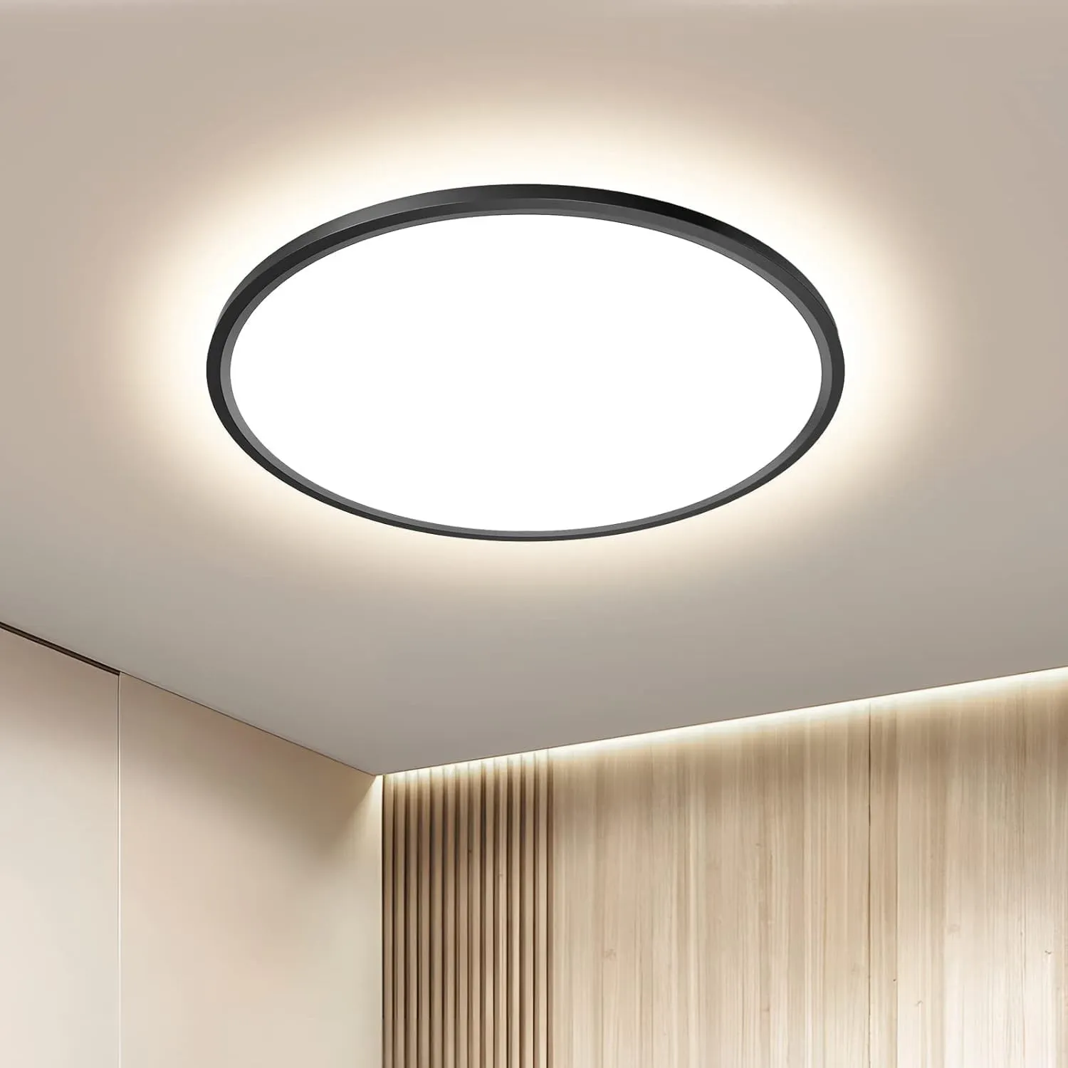 OTREN LED Deckenleuchte 30 cm 36W 3240LM Deckenlampe Schwarz 4000K Neutralweiß IP44 Badezimmer Lampe Decke für Bad Küch…