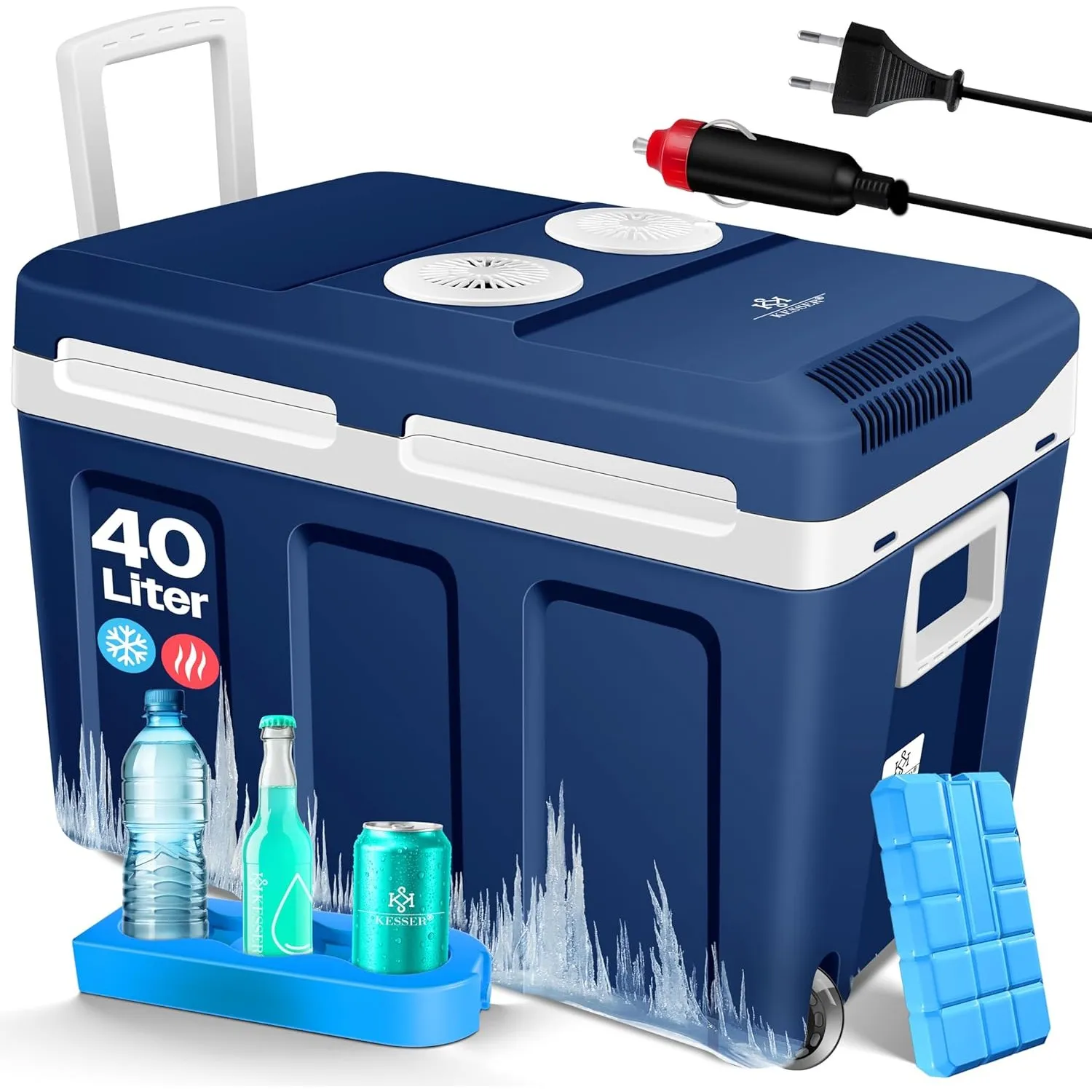 KESSER® Kühlbox 40L mit Rollen | Thermo-Elektrische Kühlbox | KÜHLT und WÄRMT | 12 & 230V | Thermobox für Auto, Boot & …