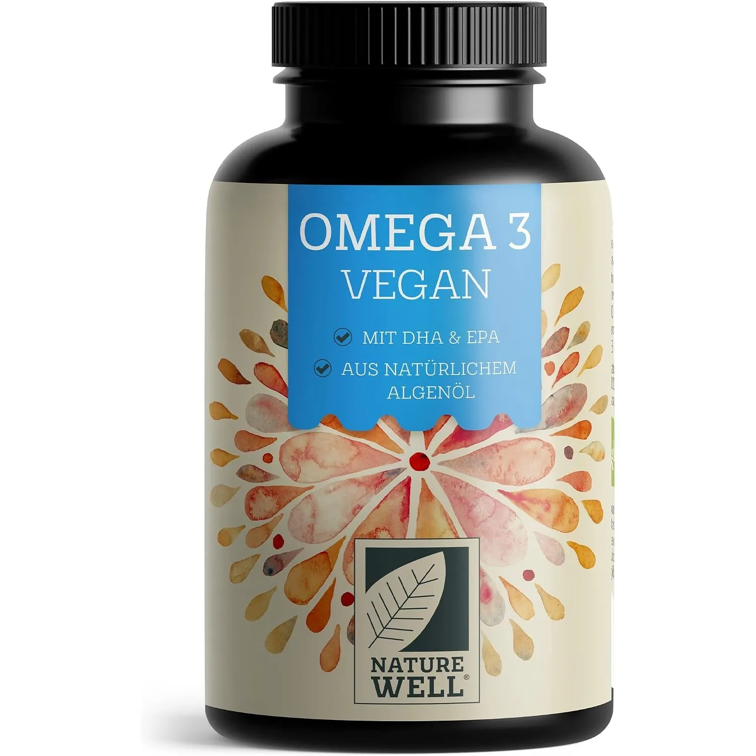 Omega-3 Vegan 120 Kapseln - 2000 mg Omega-3 Algenöl pro Tag mit 600 mg DHA & 300 mg EPA - hochwertiges veganes Omega-3-…