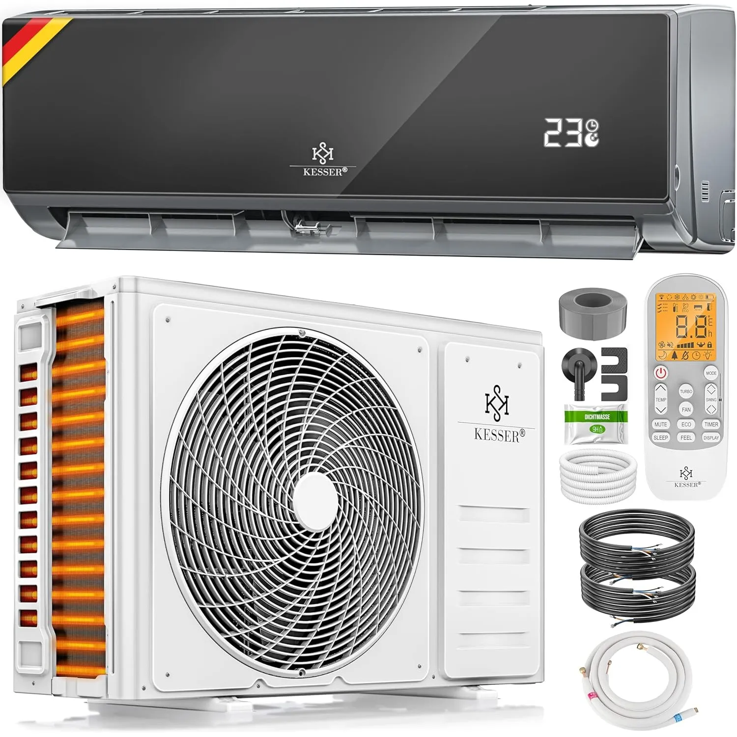 KESSER® Klimaanlage Set Split, WiFi/App Funktion Klimagerät, Kühlen A++/Heizen A+, 9000 BTU/h (2.600W) sehr leise, Kält…