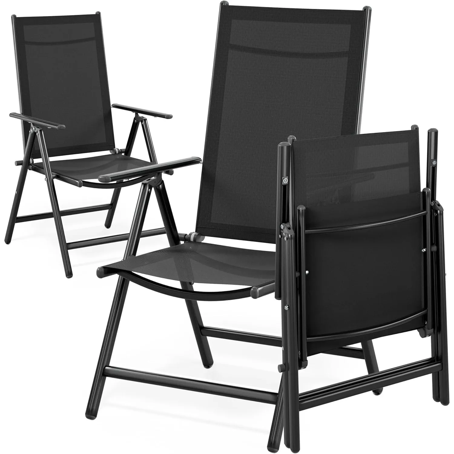 CASARIA® Gartenstühle 2er Set Hochlehner Anthrazit