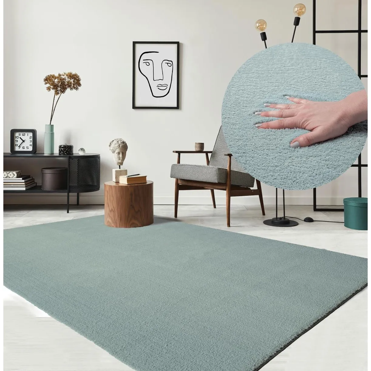 the carpet Relax Moderner Flauschiger Kurzflor Teppich, Anti-Rutsch Unterseite, Waschbar bis 30 Grad, Super Soft, Fello…