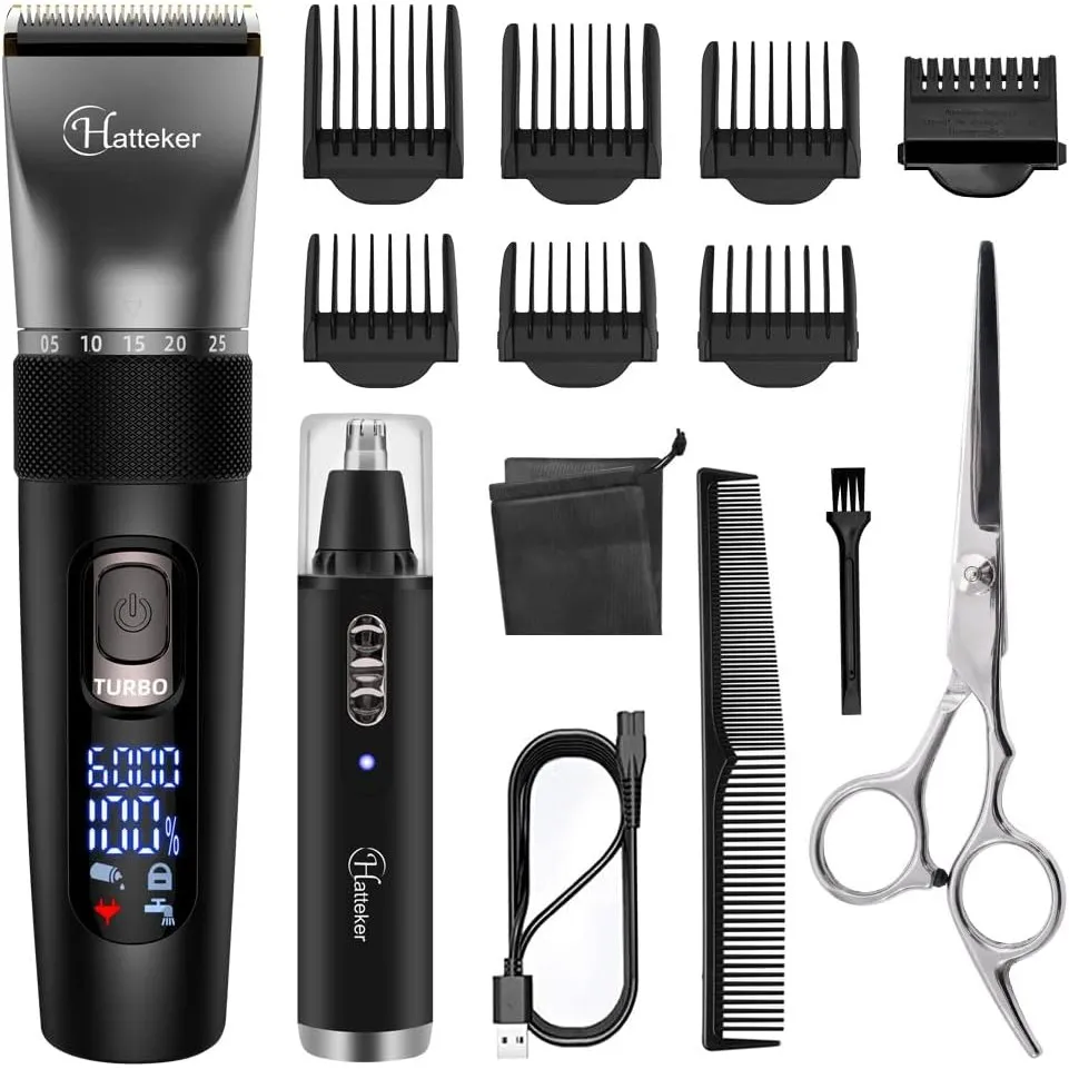 Hatteker Haarschneidemaschine Profi Haarschneider Herren Haartrimmer Bartschneider Barttrimmer Präzisionstrimmer Nasenh…