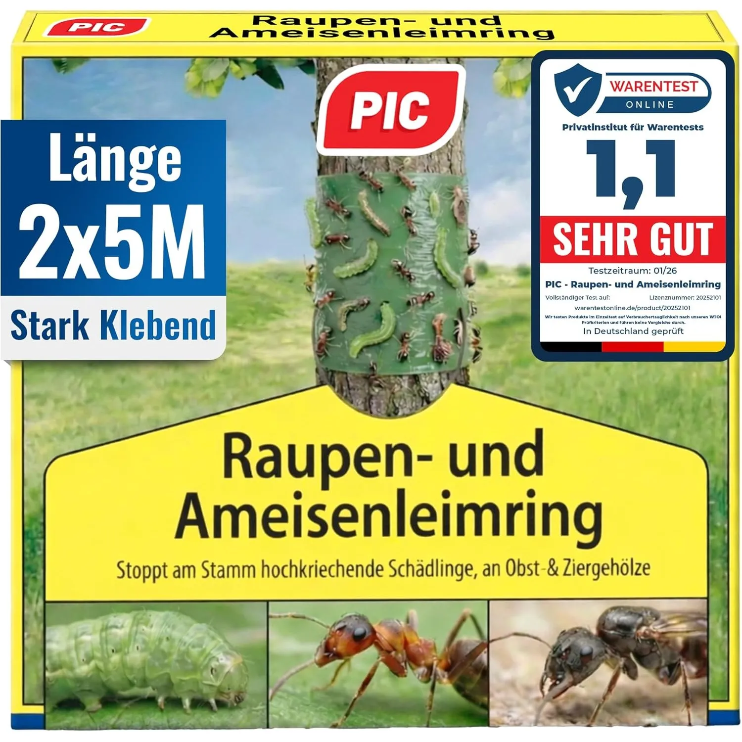 PIC Leimringe für Obstbäume selbstklebend - 10m Baumleimring, Leimring gegen ameisen & Raupenleim für Obstbäume, Stamms…