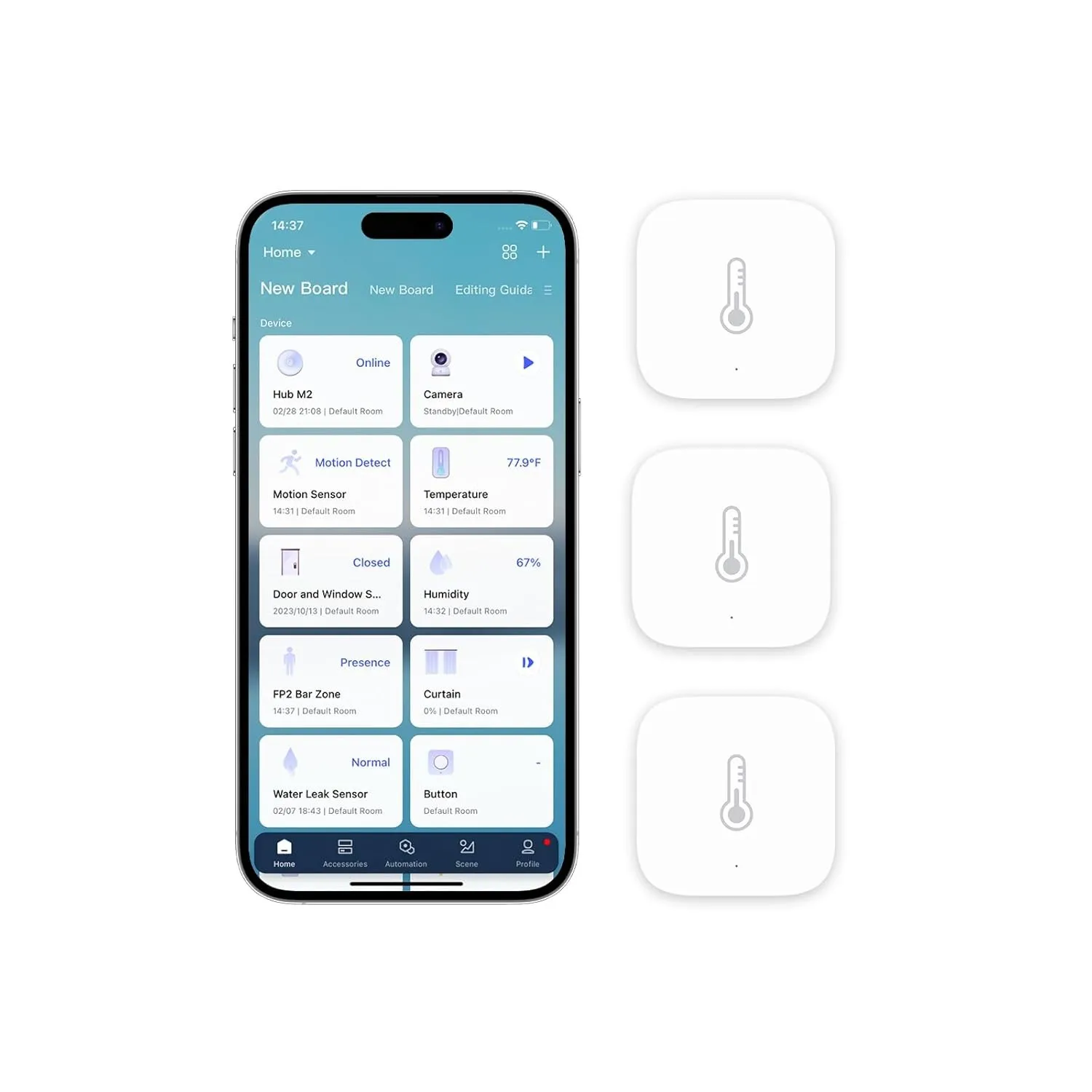 Aqara Zigbee Temperatursensor Luftfeuchtigkeitsmesser 3er-Pack | Hygrometer mit Benachrichtigungs Alarm, Datenspeicheru…