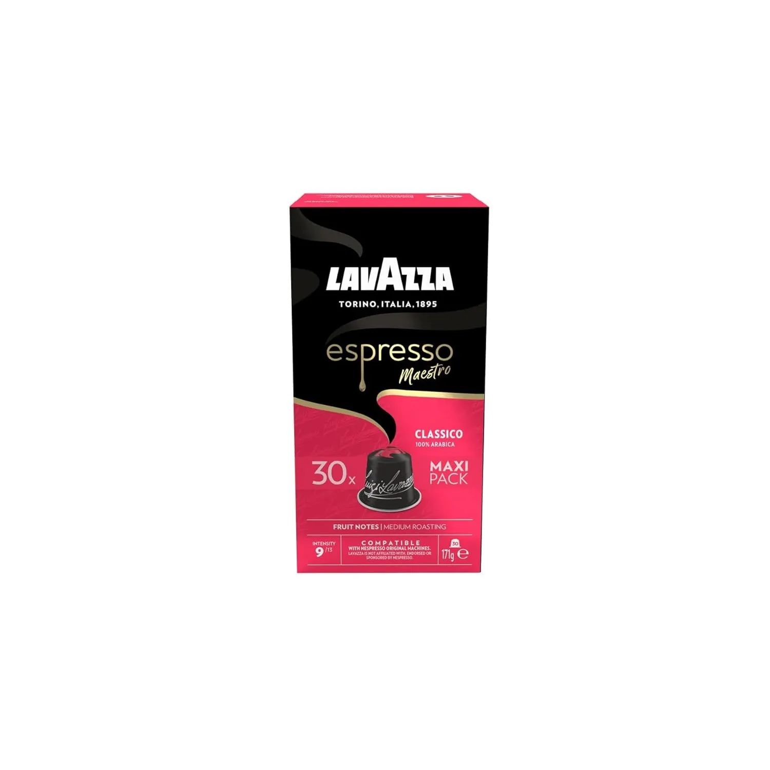 Lavazza, Espresso Maestro Classico, 1x 30 Aluminiumkapseln kompatibel mit Nespresso* Originalmaschinen