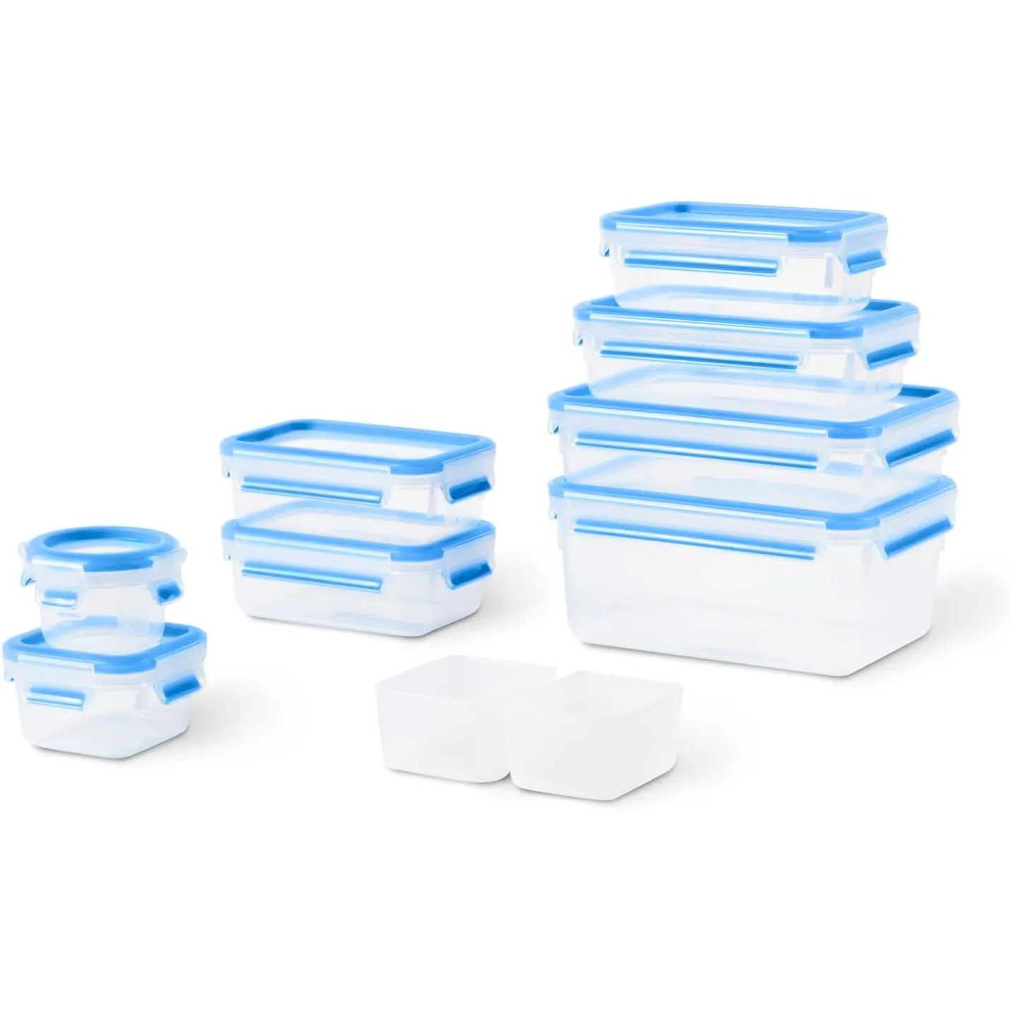 EMSA Clip & Close Frischhaltedosen-Set, 0,15 u. 0,2 u. 2 x 0,55 u. 0,55 (inkl. Einsätze) u. 0,8 u. 1,2 u. 2,2 L, 100 Pr…