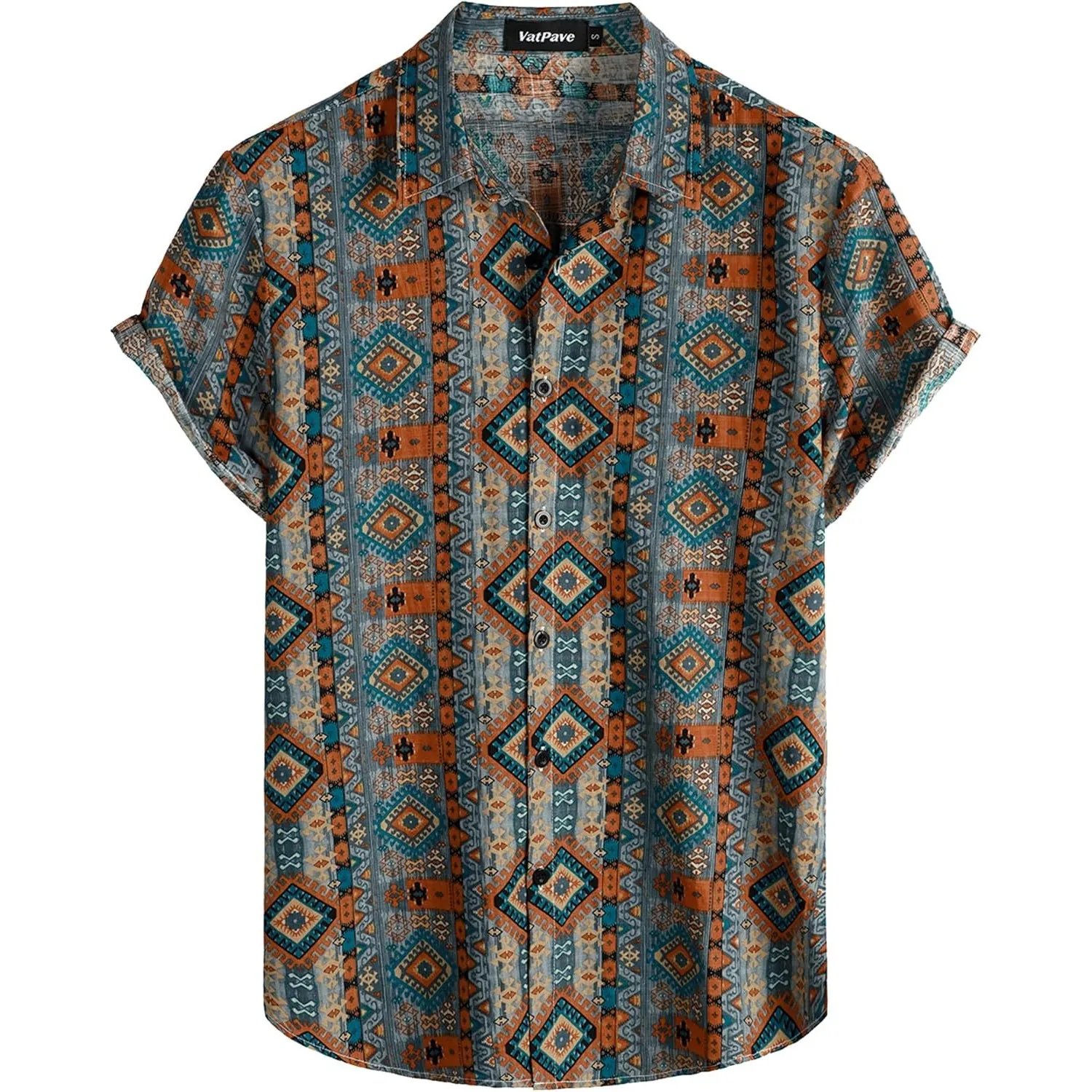 VATPAVE Herren Hawaii Hemd Männer Kurzarm Sommer Freizeithemd Casual Strand Blumen Hawaiihemd