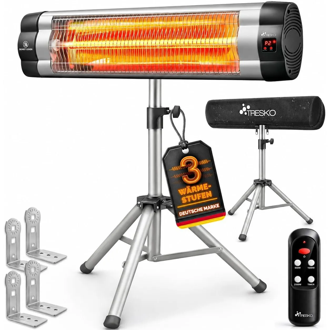 TRESKO® Infrarot Heizstrahler 2500W mit Fernbedienung für Innen & Außen