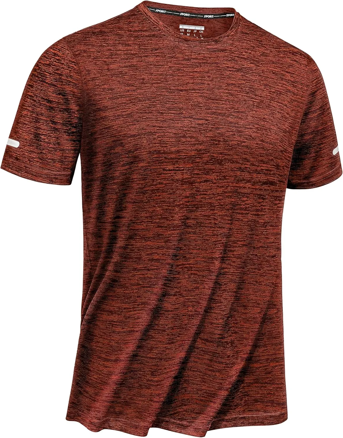 TACVASEN Men's Mottled Sports T-Shirts Short Sleeve Quick-Drying Running Shirts Functional Shirts Sports Shirt with Ref…