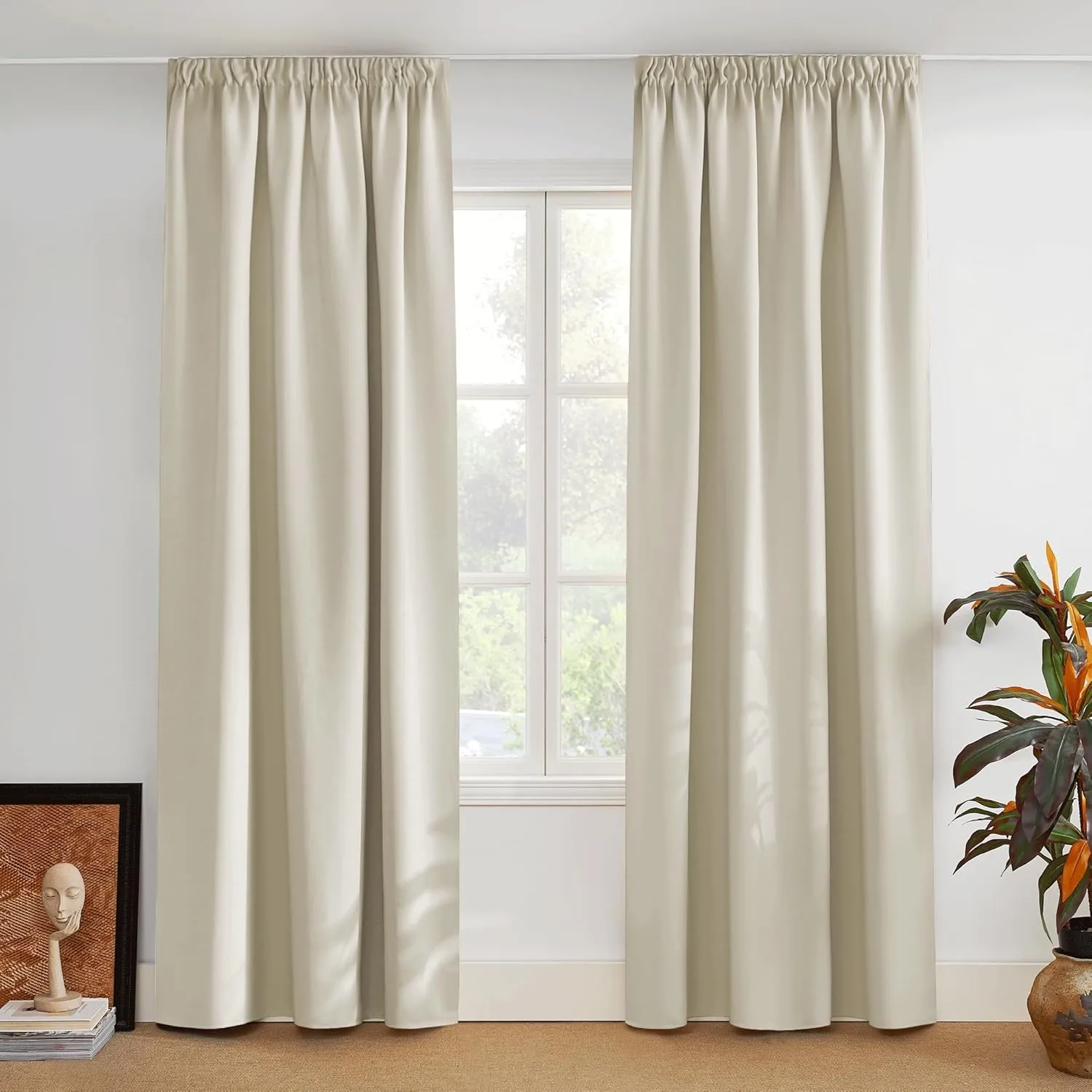 PONY DANCE Wärmeisolierende Vorhänge Blickdicht Wohnzimmer Gardinen | mit Kräuselband, 2er Set, H 260 x B 140 cm, Hellb…