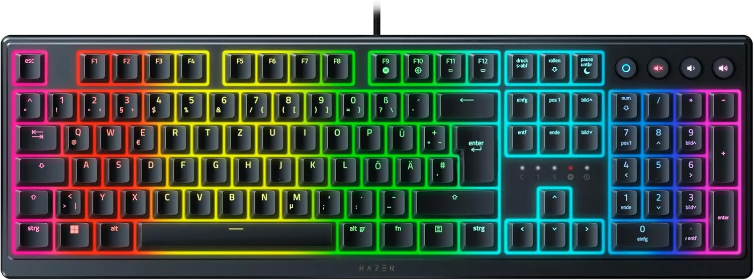 Razer Ornata V3 - Flache Mecha-Membran PC Gaming-Tastatur (Clicky Membran-Switches, Magnetische Soft-Touch-Handballenau…