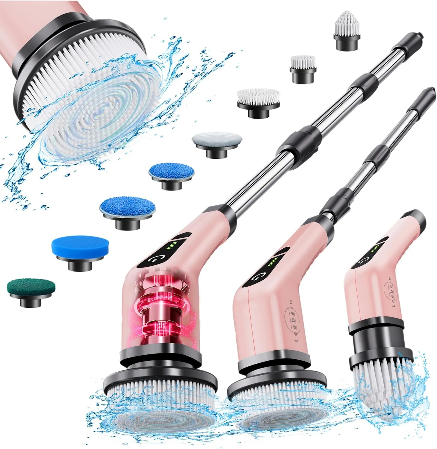 Elektrische Reinigungsbürste,Electric Spin Scrubber schnurlos mit 8 austauschbaren Bohrbürstenköpfen, Wanne und Bodenfl…