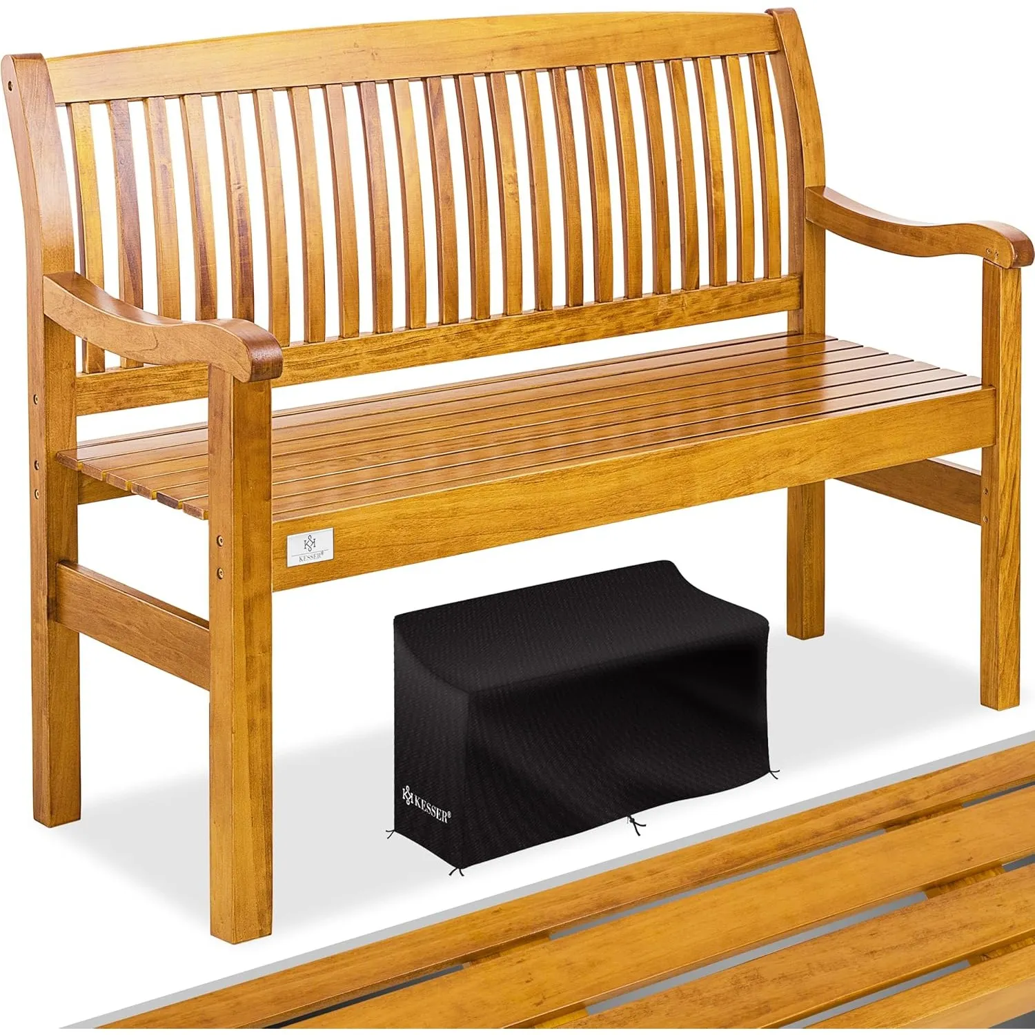 KESSER® Gartenbank Holz Holzbank wetterfest | Für 2 bis 3 Personen | Parkbank aus Massivholz | Sitzbank 320kg belastbar…