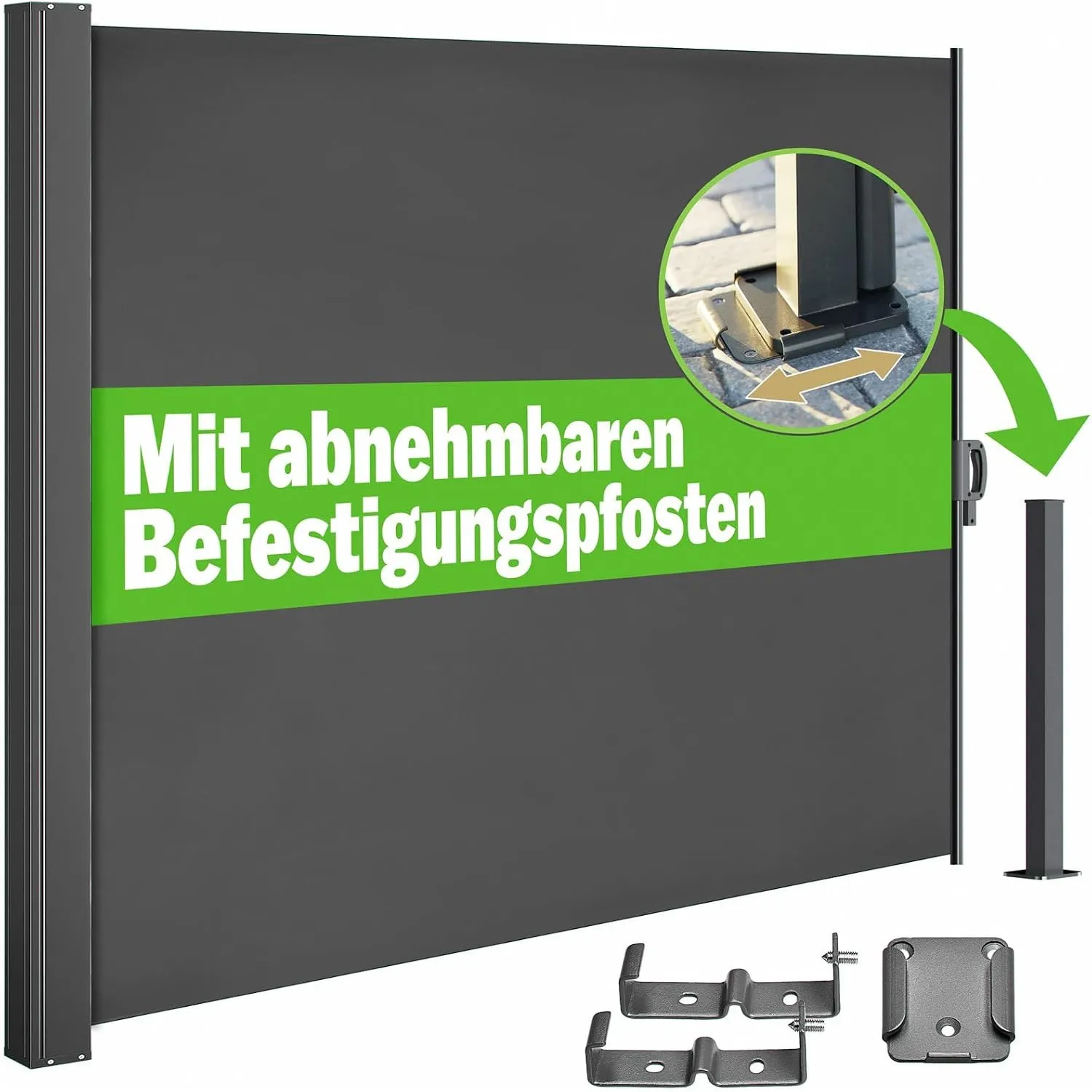 Casaria Seitenmarkise Nosara 160x300cm Ausziehbar | Anthrazit, Balkon, Terrasse, Garten, Sonnenschutz, UV Schutz 30+, S…