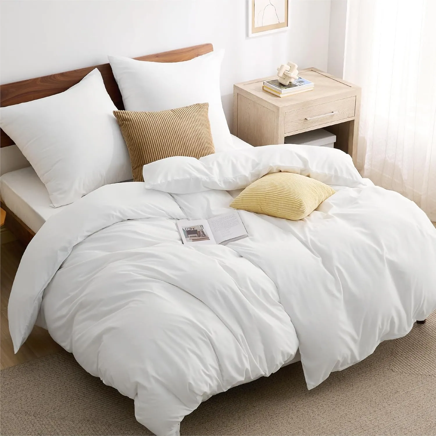 BEDSURE Bettwäsche 135x200 4teilig Weiß - 2 Bettbezüge 135x200 cm + 2 Kissenbezüge 80X80 cm, ÖKO-TEX Bettwäsche-Sets We…