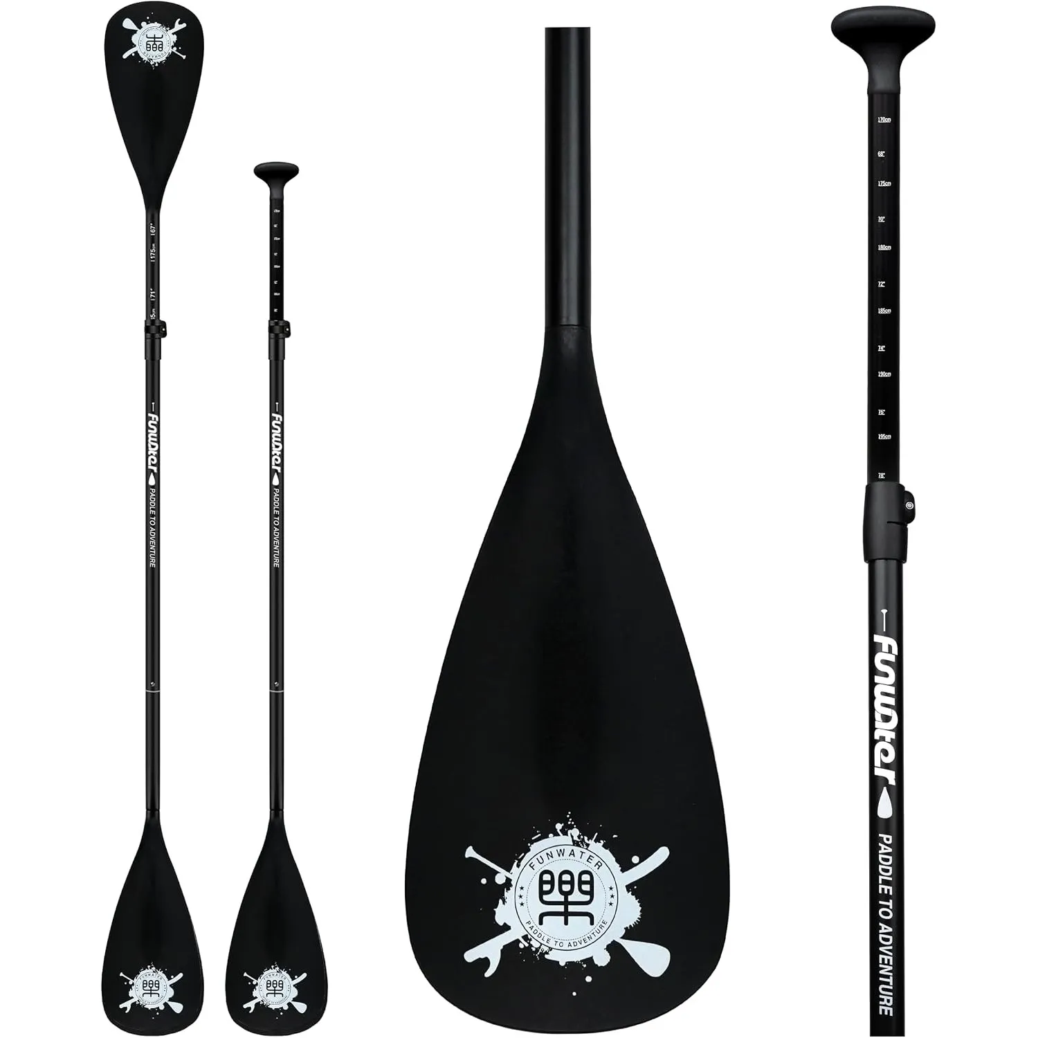 FunWater SUP Paddel-Schwimmfähiges Paddel, 165-215cm Verstellbar 3-teiliges Paddel für Stand up Paddling, Leichtgewicht…