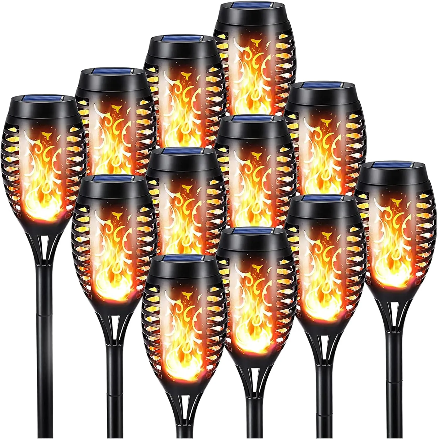 Geemoo Solarleuchten für Außen Garten 12 Stück Solar Fackel Gartenfackeln mit Realistischer Flammeneffekt, IP65 Wasserd…