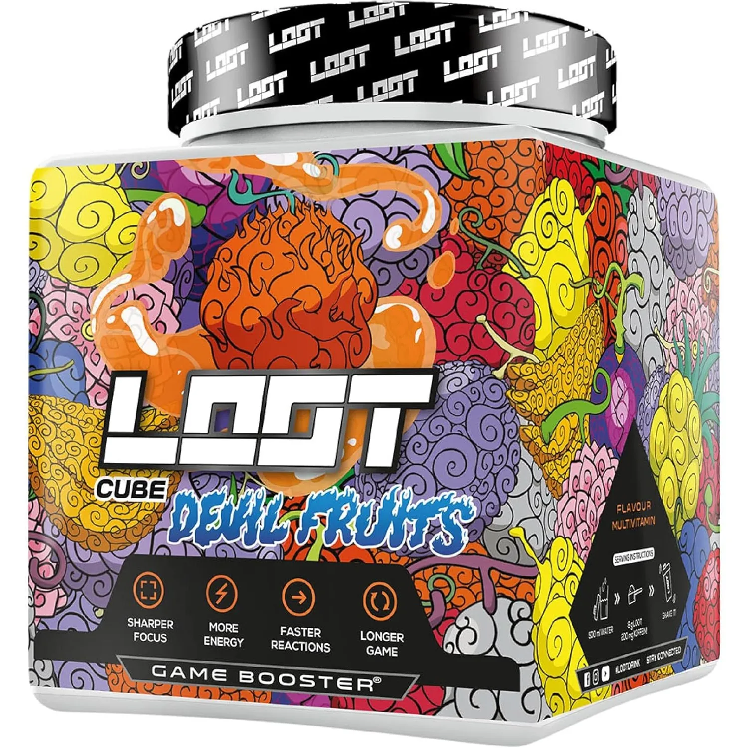 LOOT Energy Drink Game Booster | Konzentration, Ausdauer, Reaktionsfähigkeit | 50 Servings (400g) mit Koffein & 20 einz…