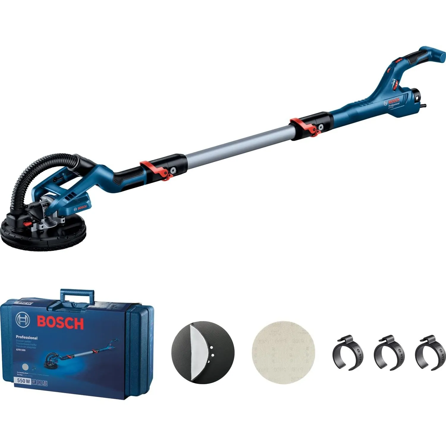 BOSCH Professional ponceuse plaquiste GTR 55-225 (550 W, Ø de plateau de ponçage 215 mm, avec 1 disque abrasif M480, 1 …