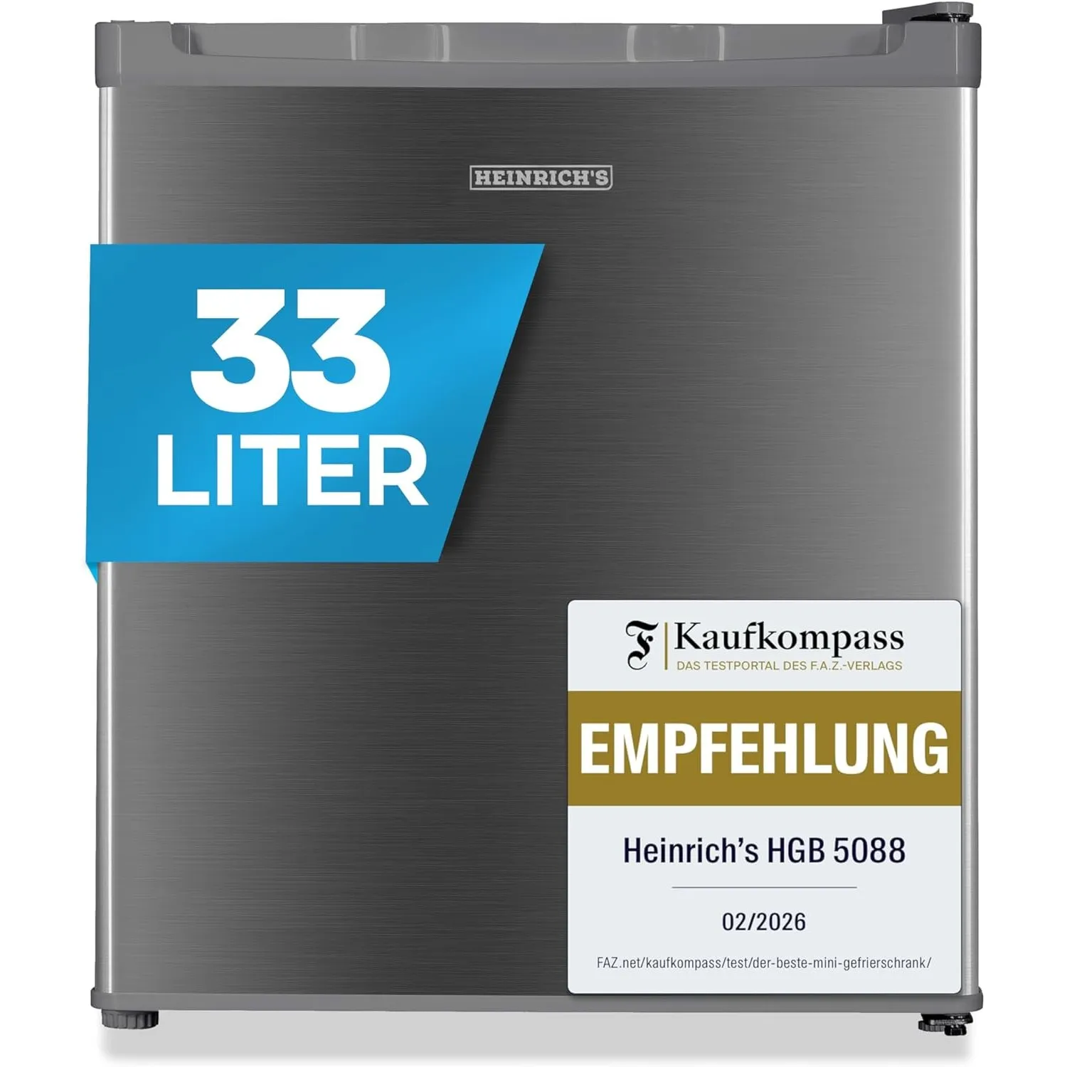 Heinrich´s Mini Gefrierschrank 33L -18°C klein leise 40db Gefrierbox Wechselbarer Türanschlag Mini Gefrierschrank Perfe…