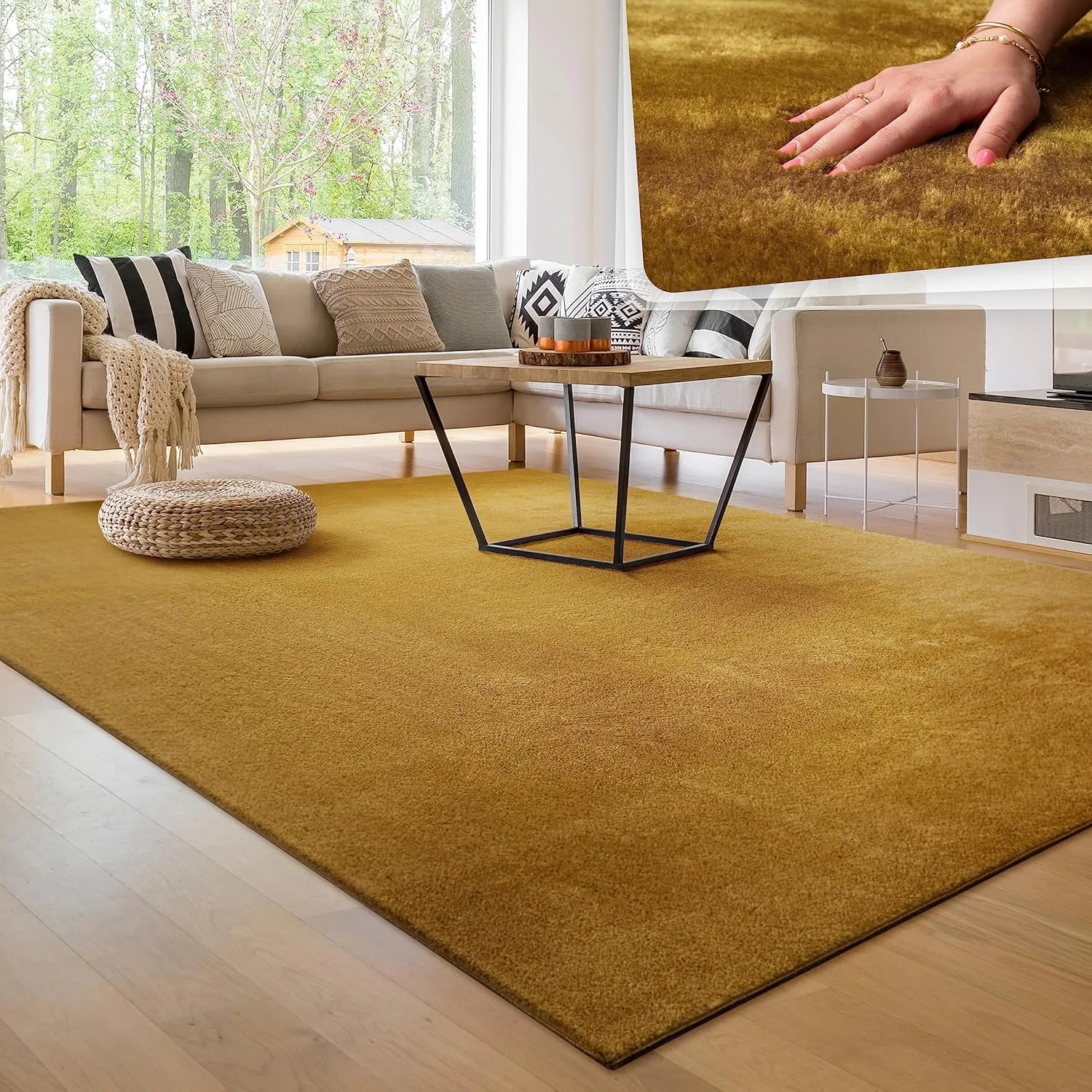 Paco Home Moderner Kuscheliger Wohnzimmer Teppich Kurzflor waschbar flauschig Weich Einfarbig Felloptik zeitlos stilvol…