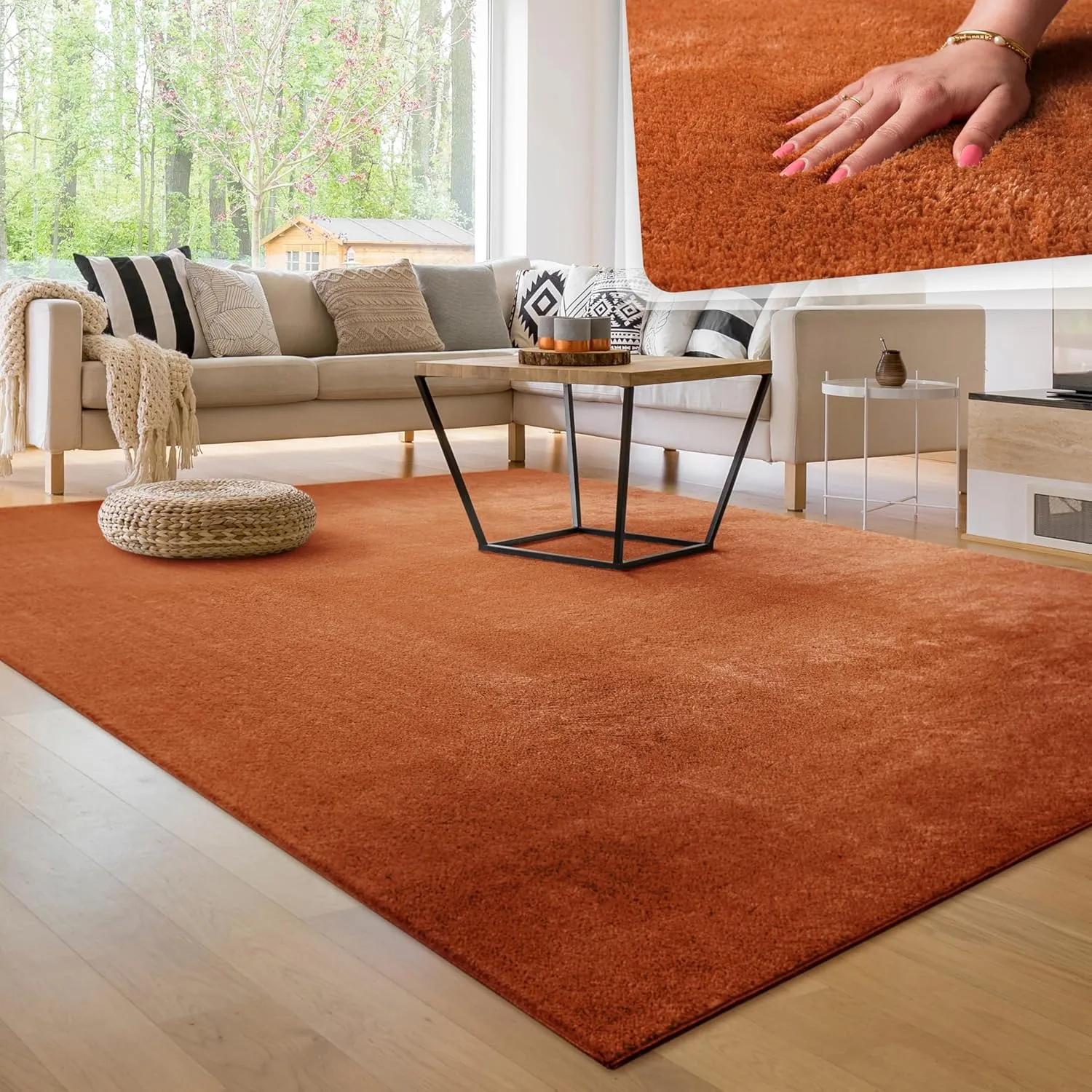 Paco Home Washable Rug for Living Room, Bedroom, Short-Pile, Non-Slip, Fluffy, Soft, Modern Rug, Plain Pattern, Size: 2…