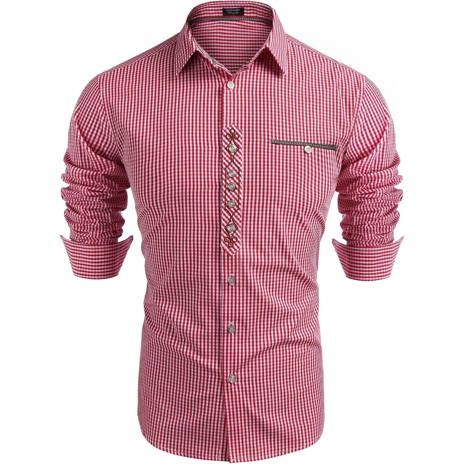 COOFANDY Hemd Herren Langarm Trachtenhemd Kariertes Oktoberfest Hemd Freizeithemd Karohemden Herrenhemden mit Baumwolle…