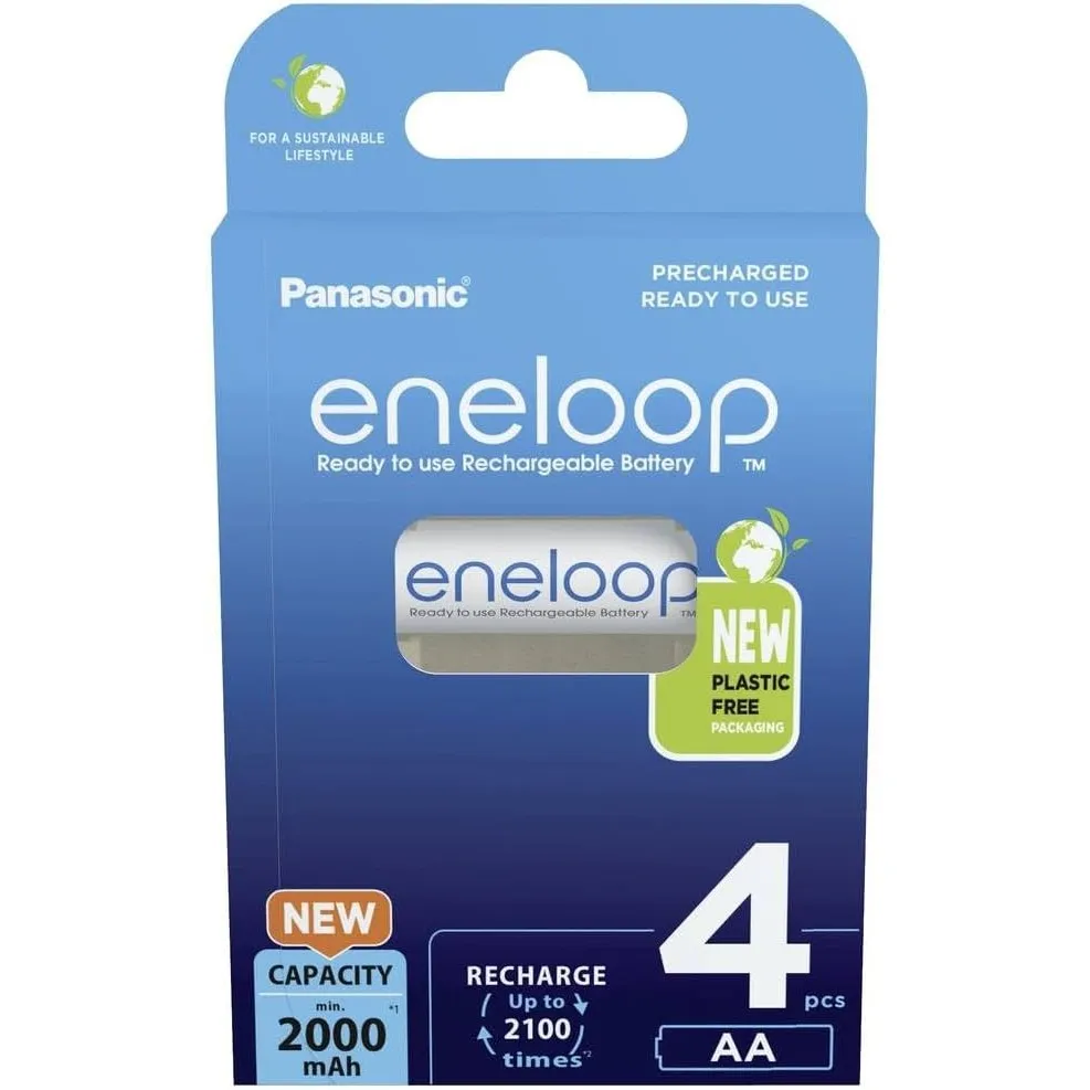 eneloop, AA/Mignon Ni-MH Akku, 4er-Pack, Kapazität mit min. 2000 mAh, Ready-to-Use Ni-MH Akkus, bis zu 2000 Mal wiedera…