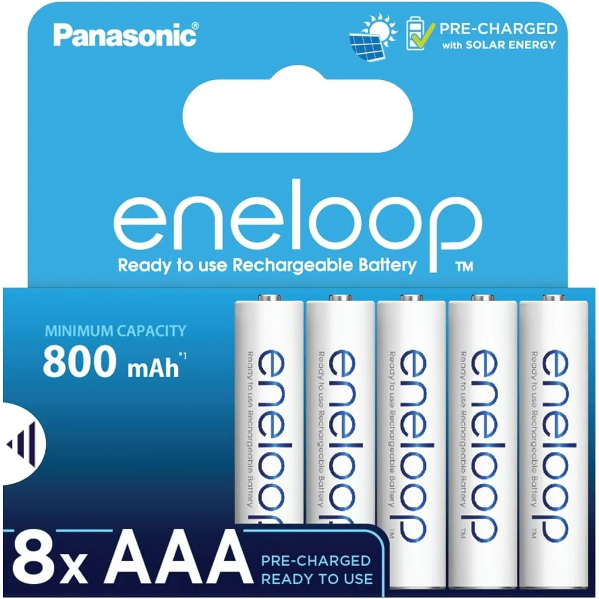 eneloop - AAA Akkus Wiederaufladbar (8 Stück) - 800 mAh NiMH Batterien