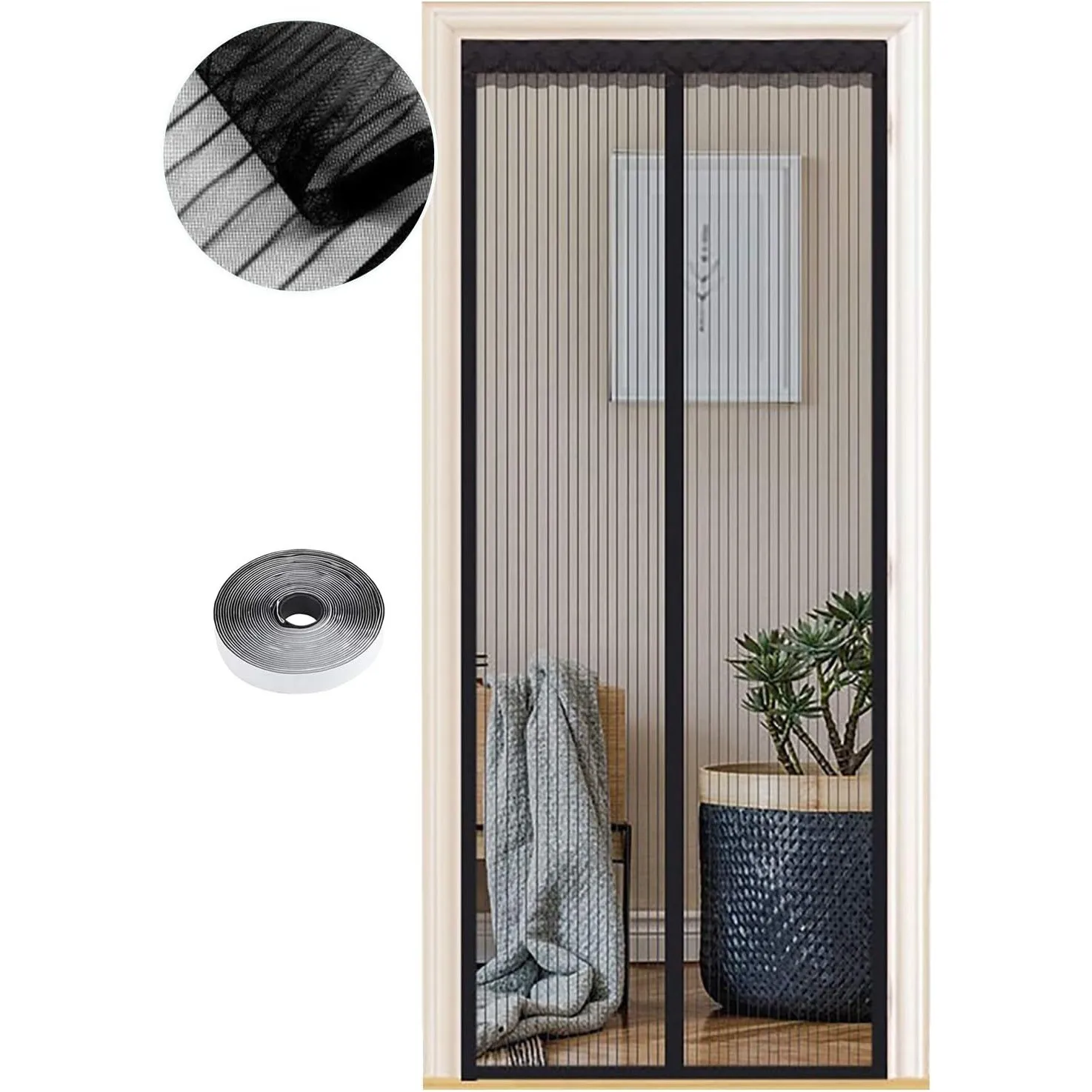 Fliegengitter Tür Magnet Insektenschutz mit allen Größen, 65 x 220cm, Magnetvorhang ist ideal für Balkontür, Wohnzimmer…