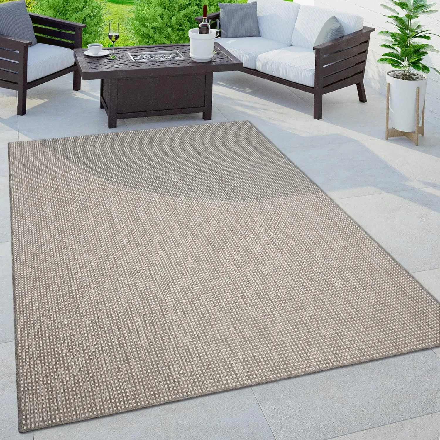 Paco Home Outdoor Teppich, Wetterfest Pflegeleicht Küchenteppich Ideal für Terrasse Balkon Garten, Flachgewebe Sisalopt…