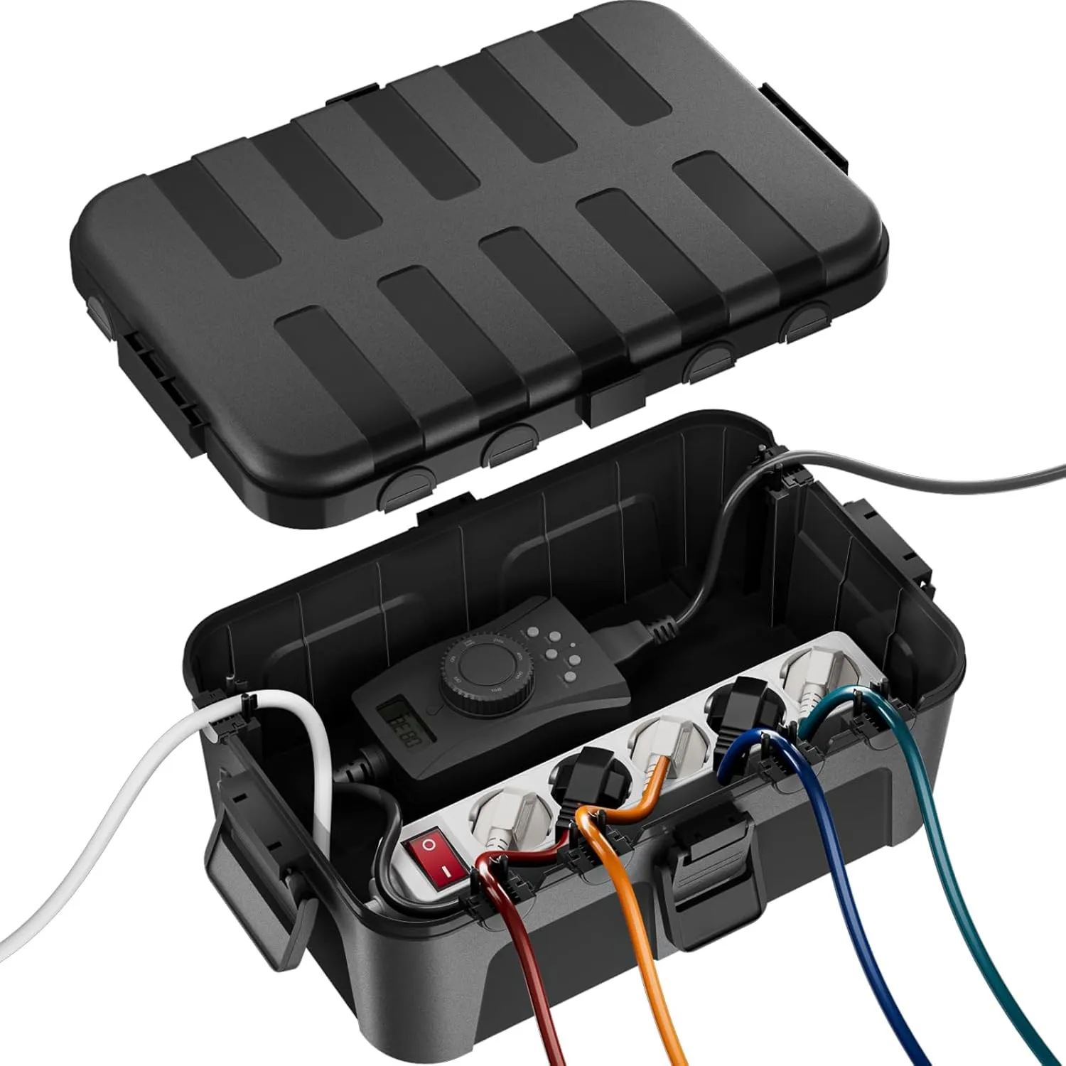RESTMO große Kabelbox Wasserdicht, Elektrokasten für Verlängerungskabel | IP54 wetterfest, 32x22x13cm, für Steckdosenle…