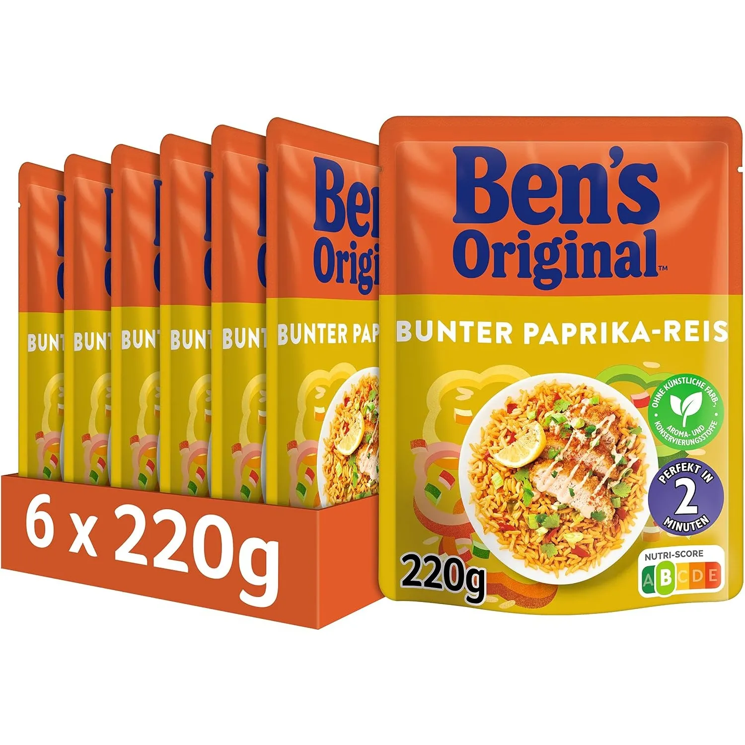 Ben's Original Express Reis Bunter Paprika 6 x 220g, Multipack