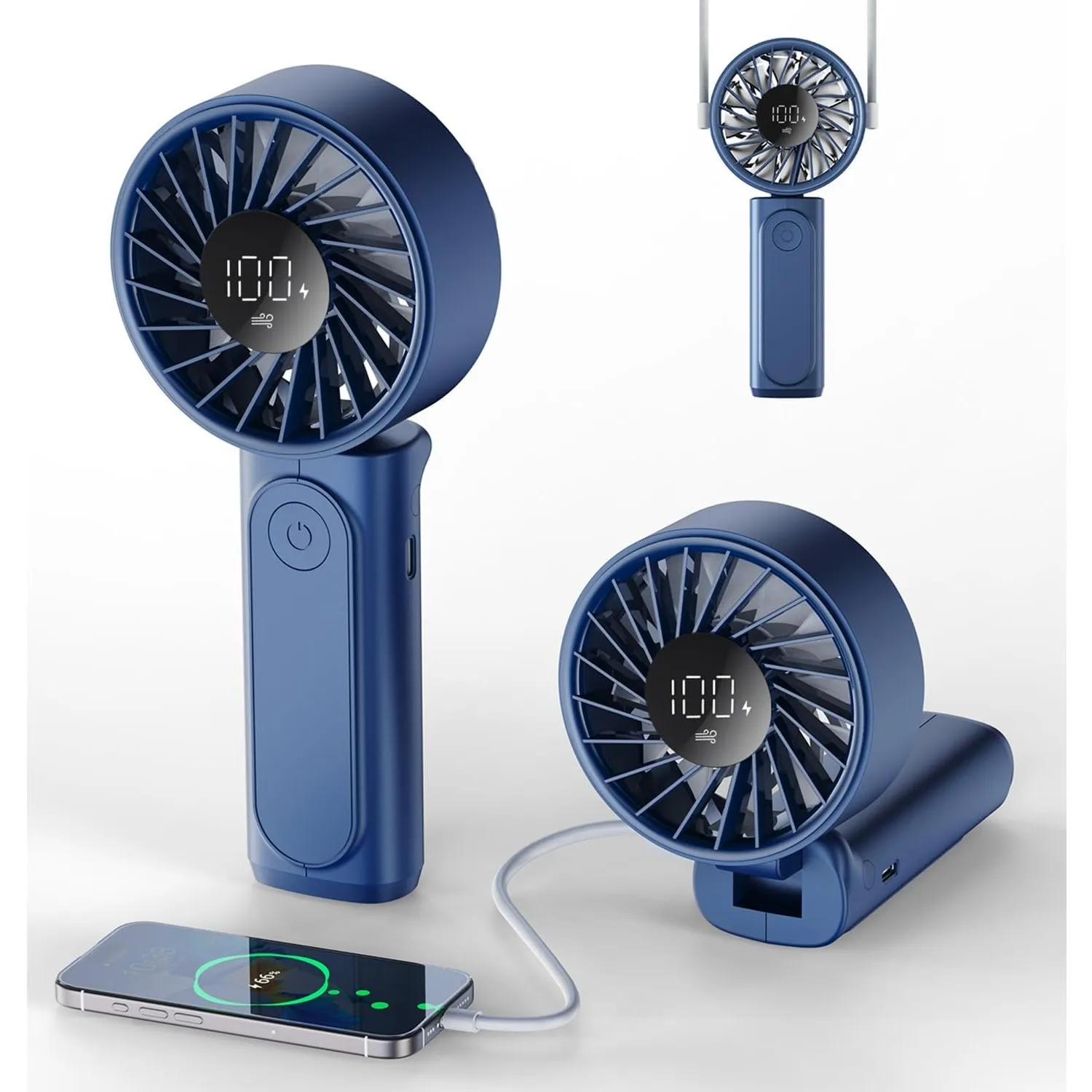 Peiyuu Handventilator, Tragbarer Mini Ventilator mit 4000 mAh, LED-Display Handventilator mit 6 Geschwindigkeitsstufen,…
