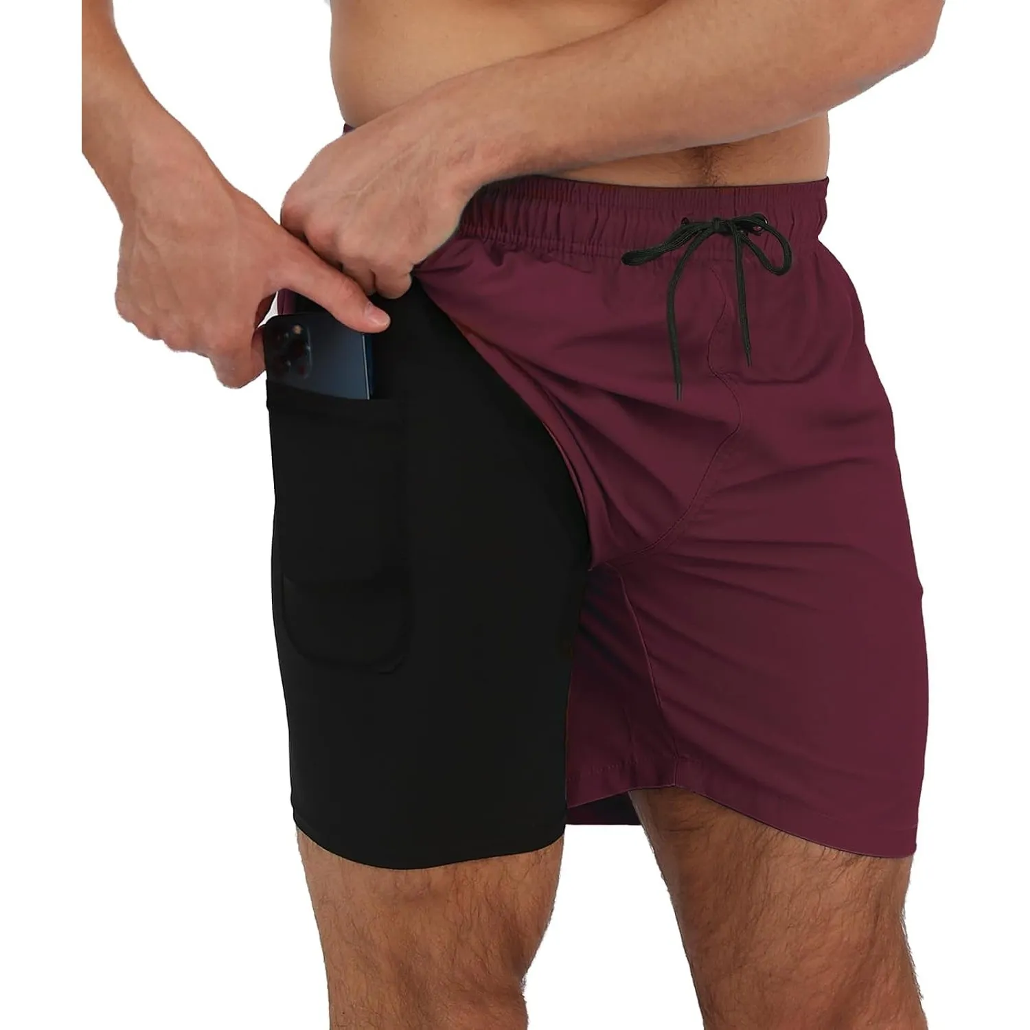 Arcweg Badehose für Herren mit Kompression Liner 2 in 1 Atmungsaktiv Badeshorts Männer Elastisch Trainingsshorts Verste…